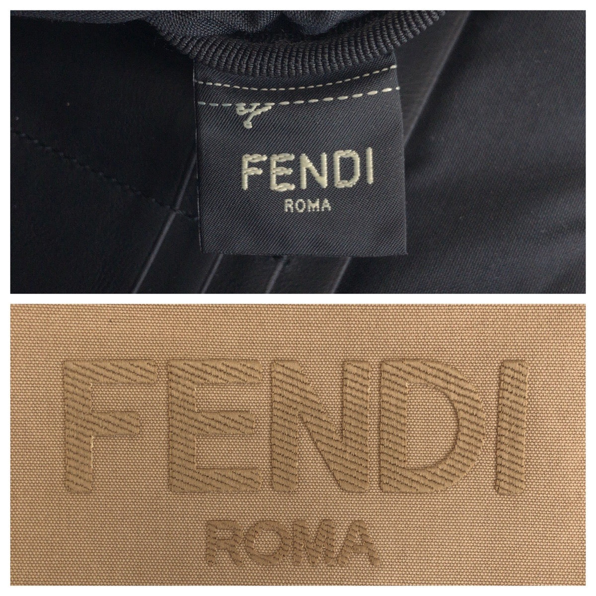 FENDI Clutch bag canvas Beige SilverMetal Clutch bag business bag pouch logo Women