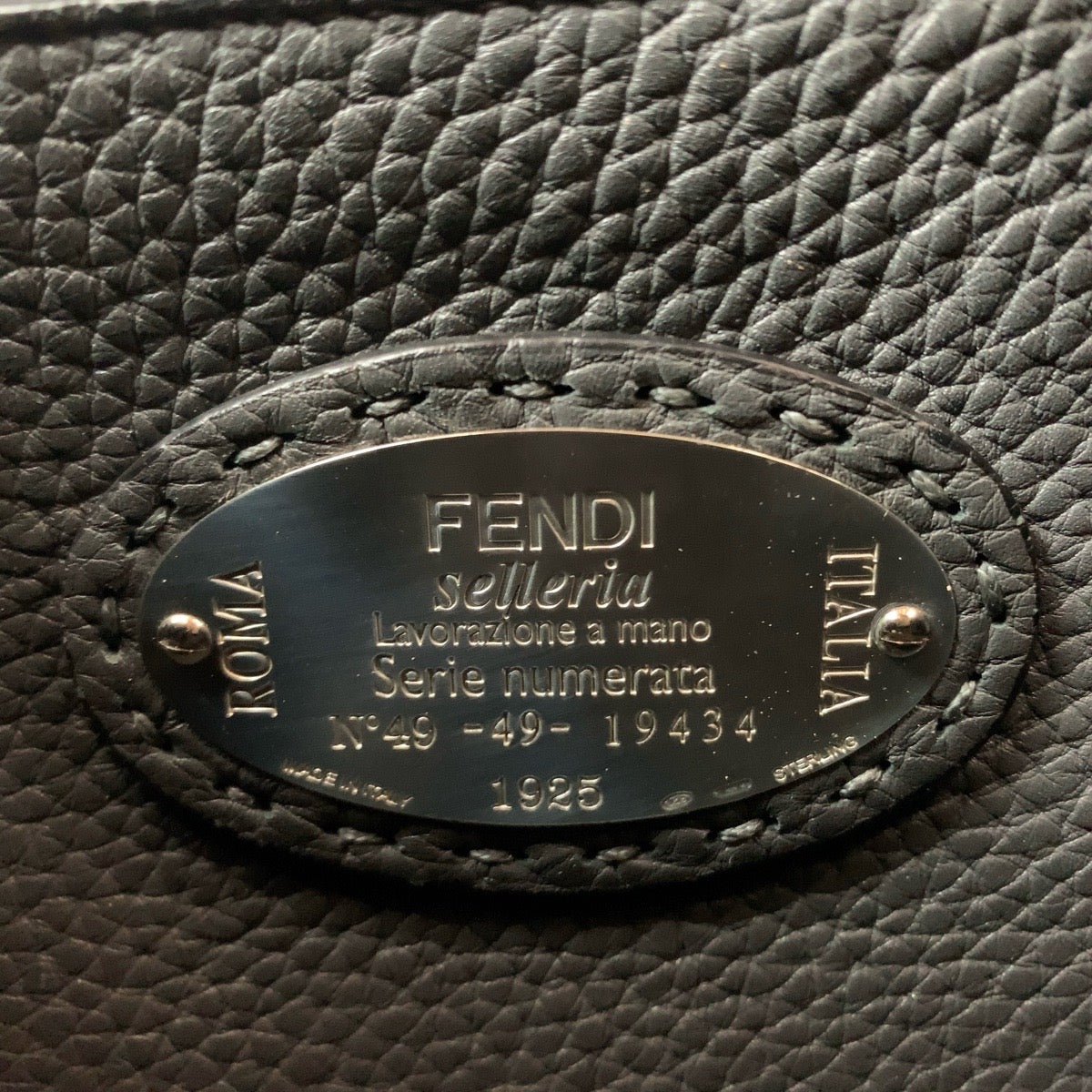 FENDI Shoulder Bag 7VA422 leather Grey SilverMetal Peekaboo Mini Fit logo