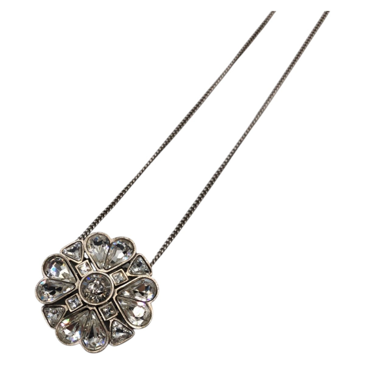 CHANEL Necklace metal Silver Clover COCO Mark