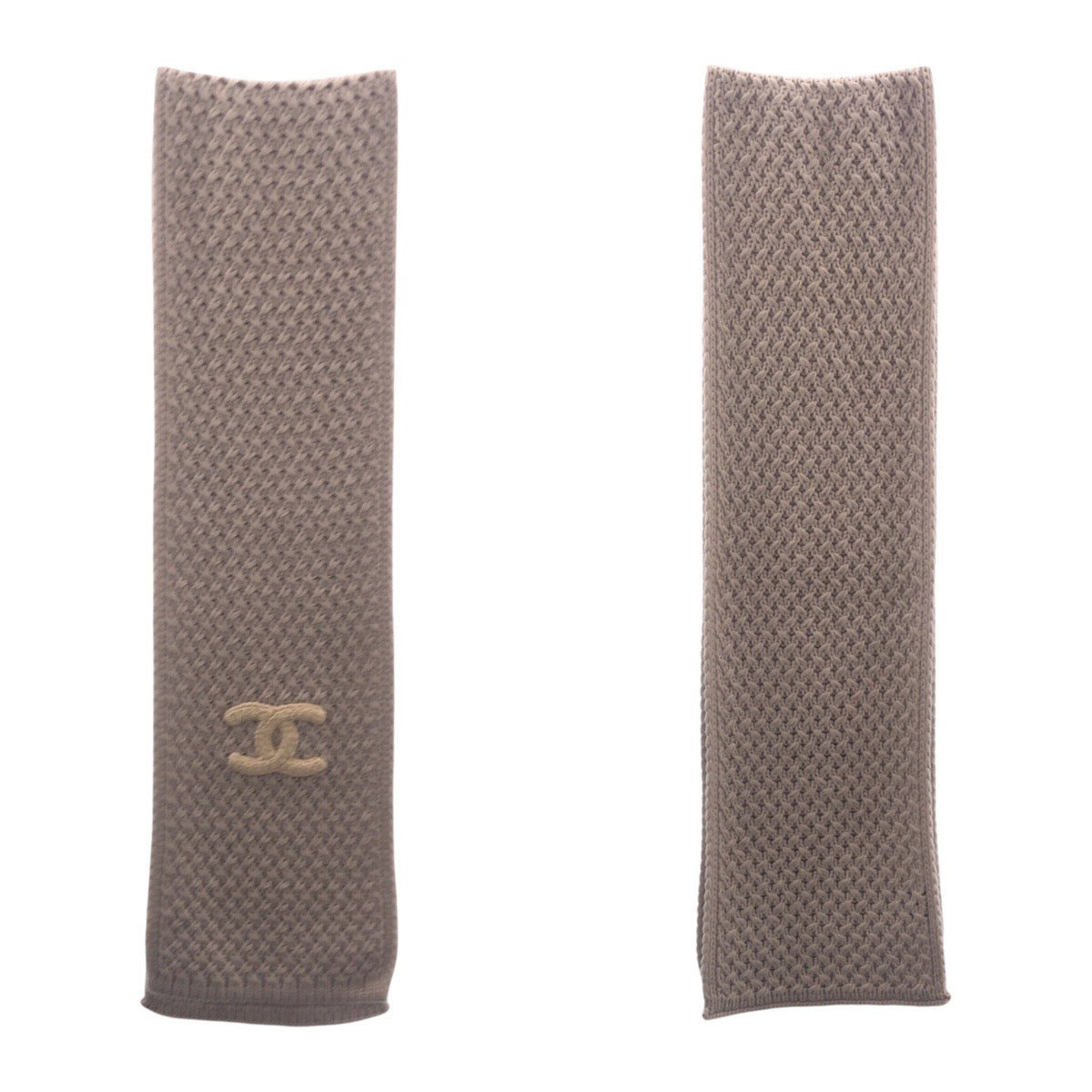 CHANEL Scarf cashmere Light gray white COCO Mark