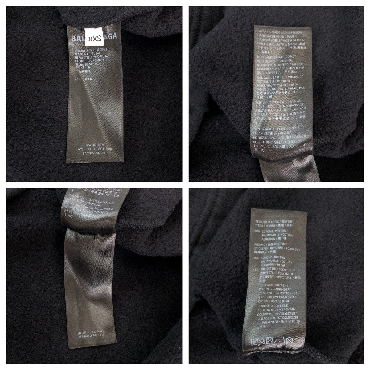 BALENCIAGA Hoodie MT74 661711 TKVD4 cotton black black white 21AW FREE NO RIB HOODIE XXS