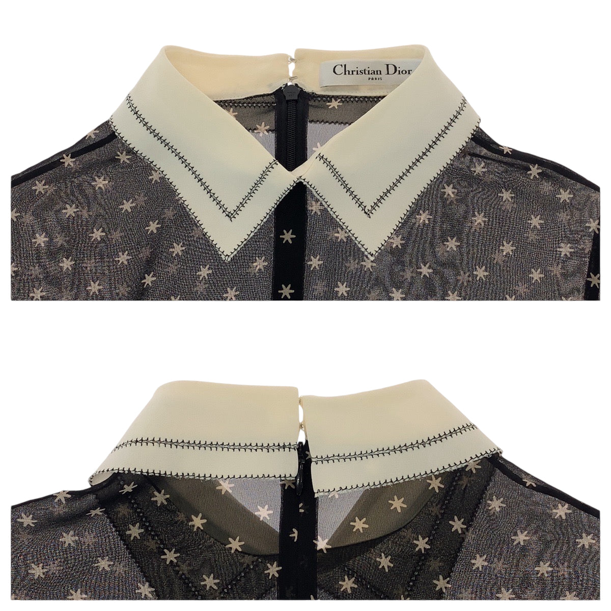 Dior Tunic cotton Black White Star Pattern See-through