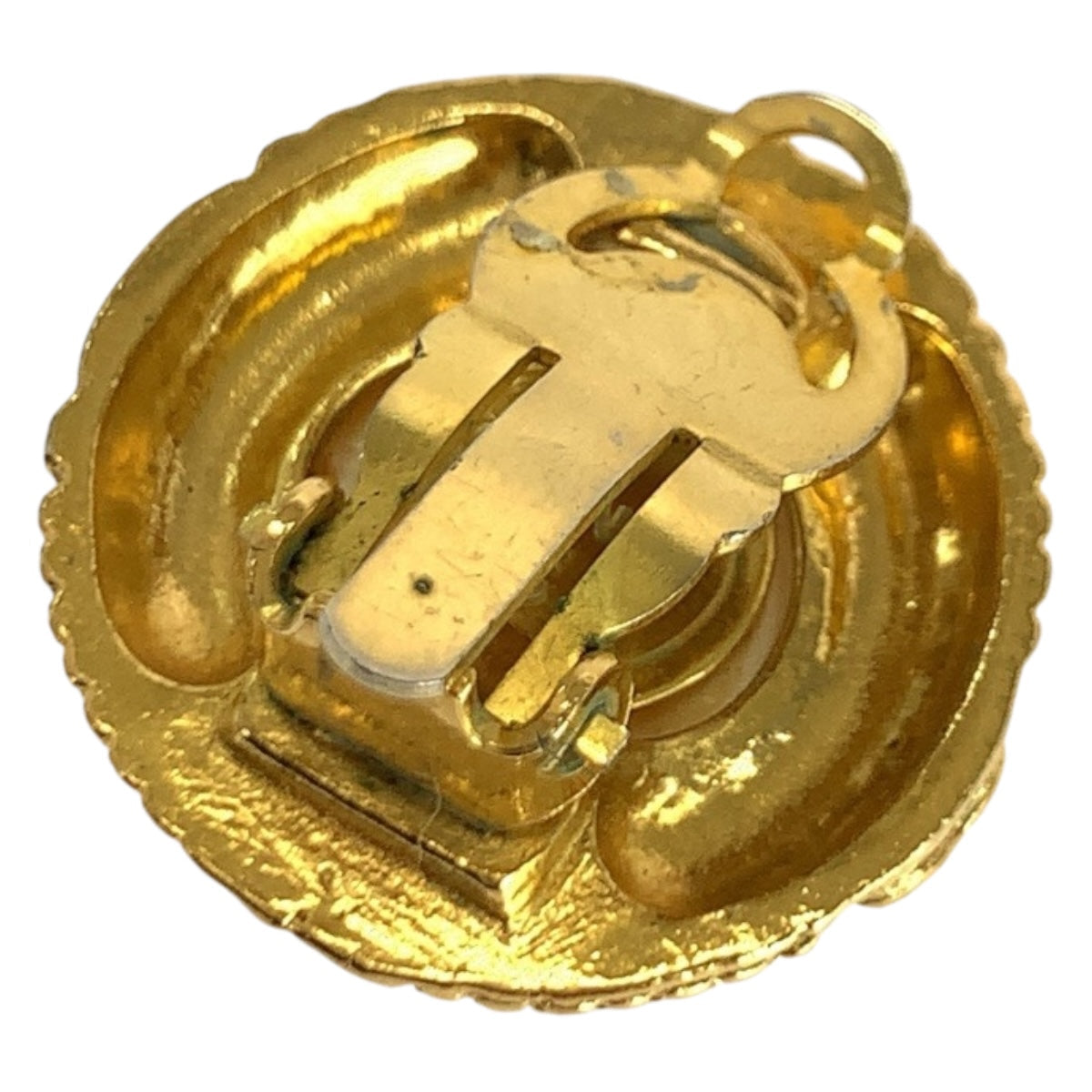 CHANEL Earring plating Gold white Fake pearl COCO Mark