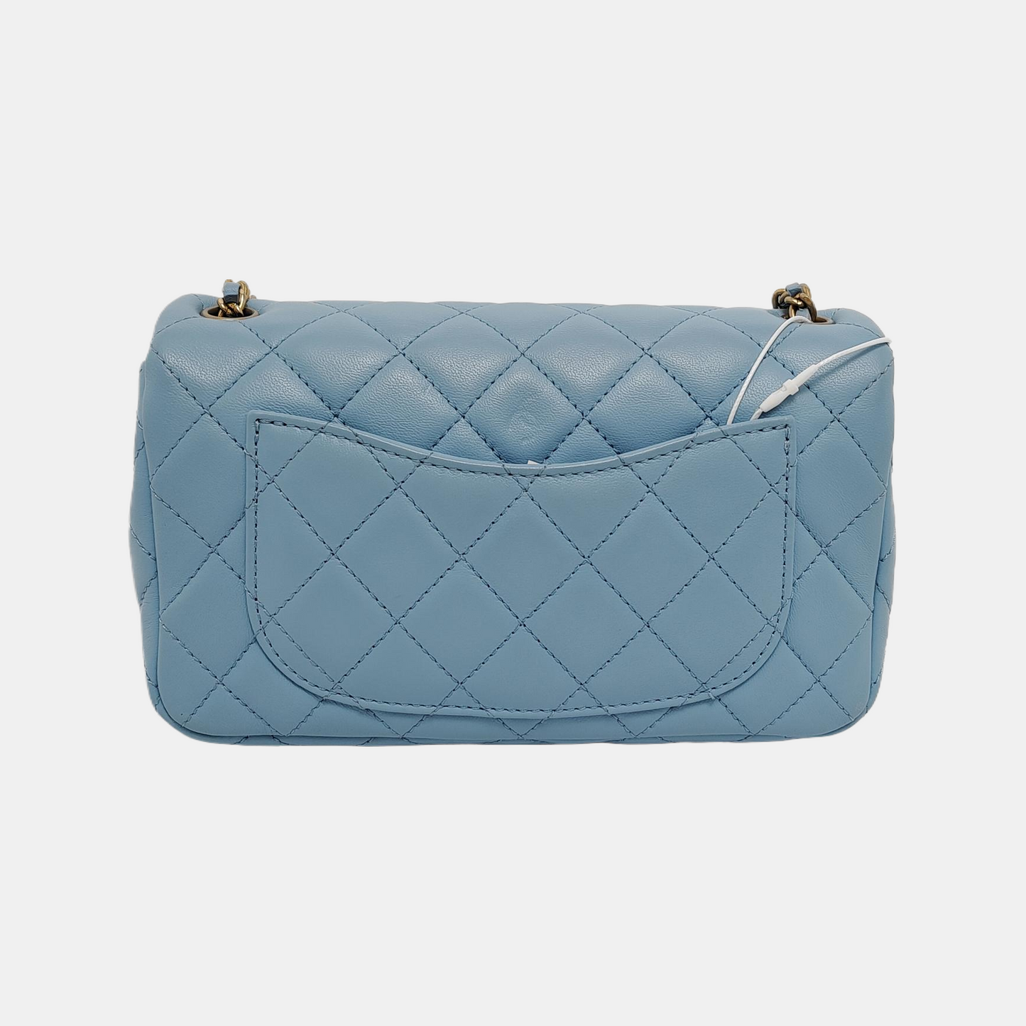 Chanel Classic Flap Mini Baby Blue Lambskin Pearl Crush Adjustable Gold Ball Chain