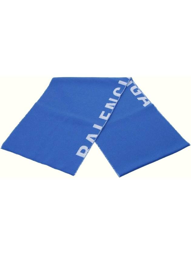 Luxury Balenciaga Trending 2025 Logo Wool Muffler Blue