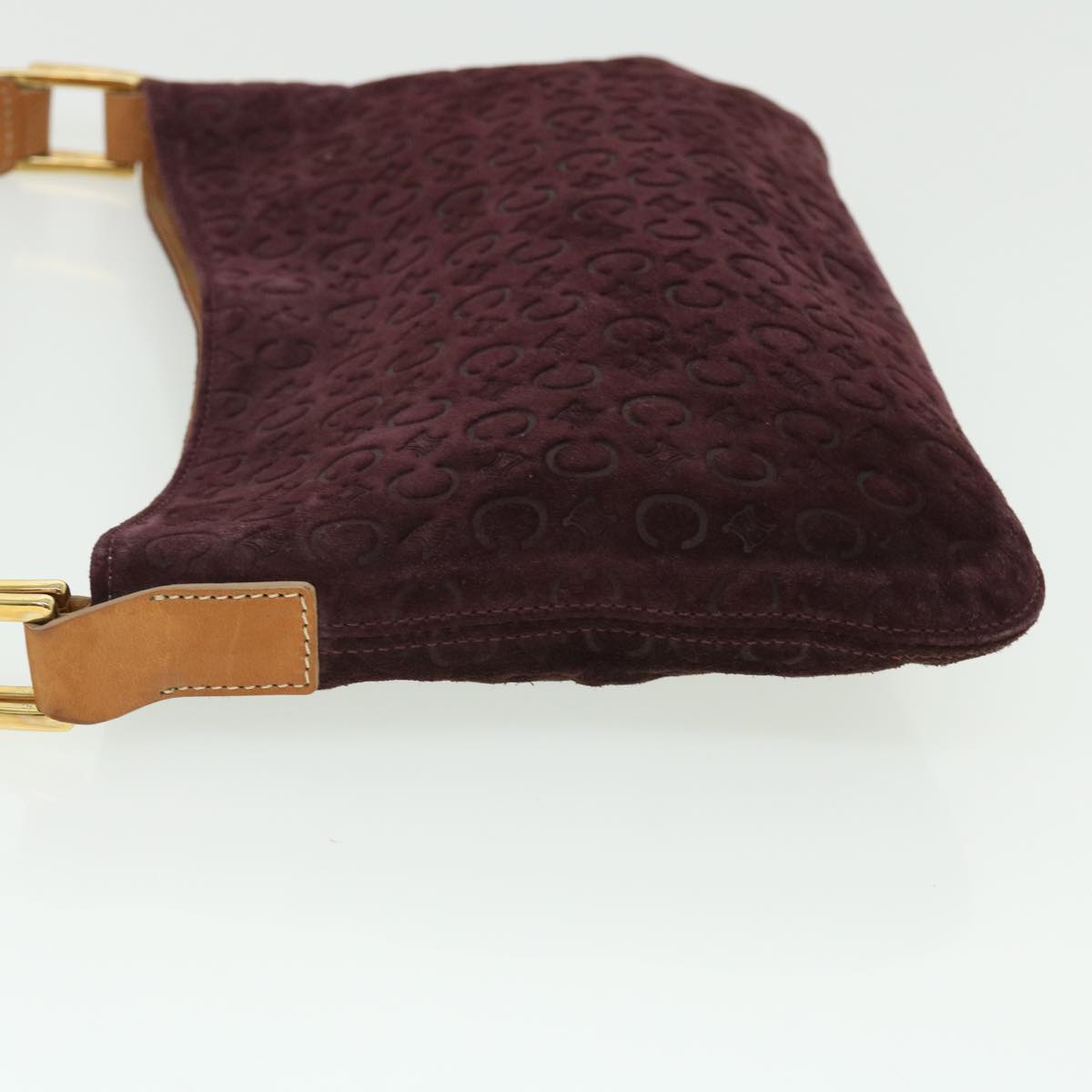 Luxury CELINE C Macadam Canvas Shoulder Bag Wine Red 51976