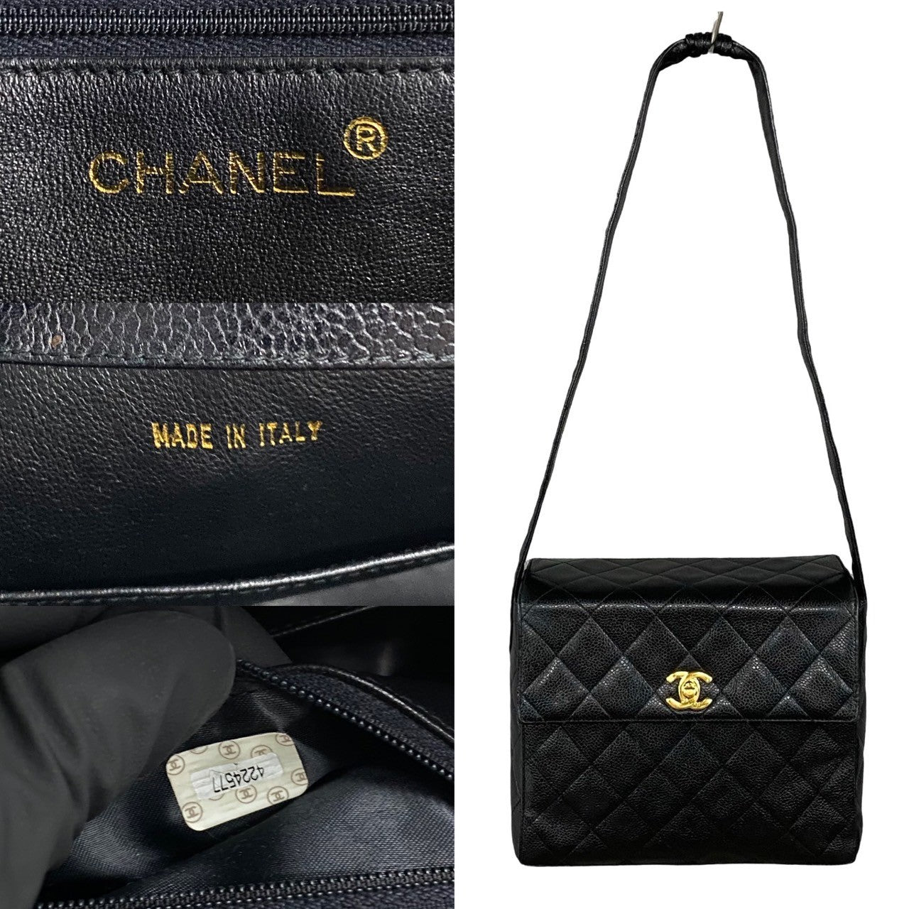 CHANEL Shoulder Bag Matt caviar skin black COCO Mark Caviar skin Matrasse Women
