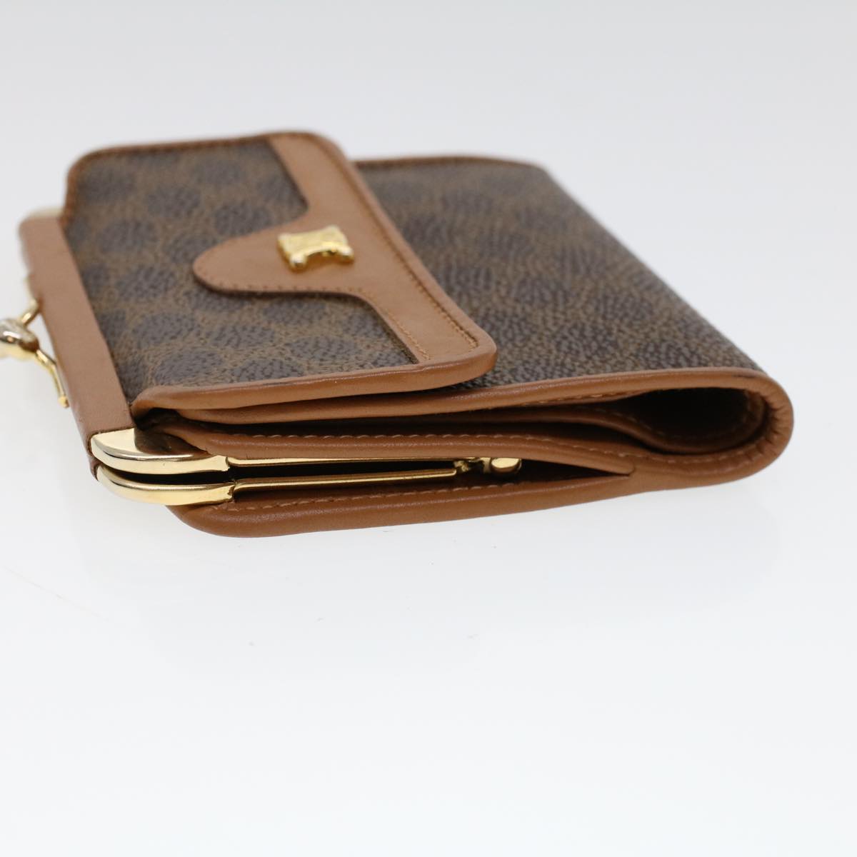Luxury CELINE Macadam Canvas Gamaguchi Wallet PVC Leather Brown 53477