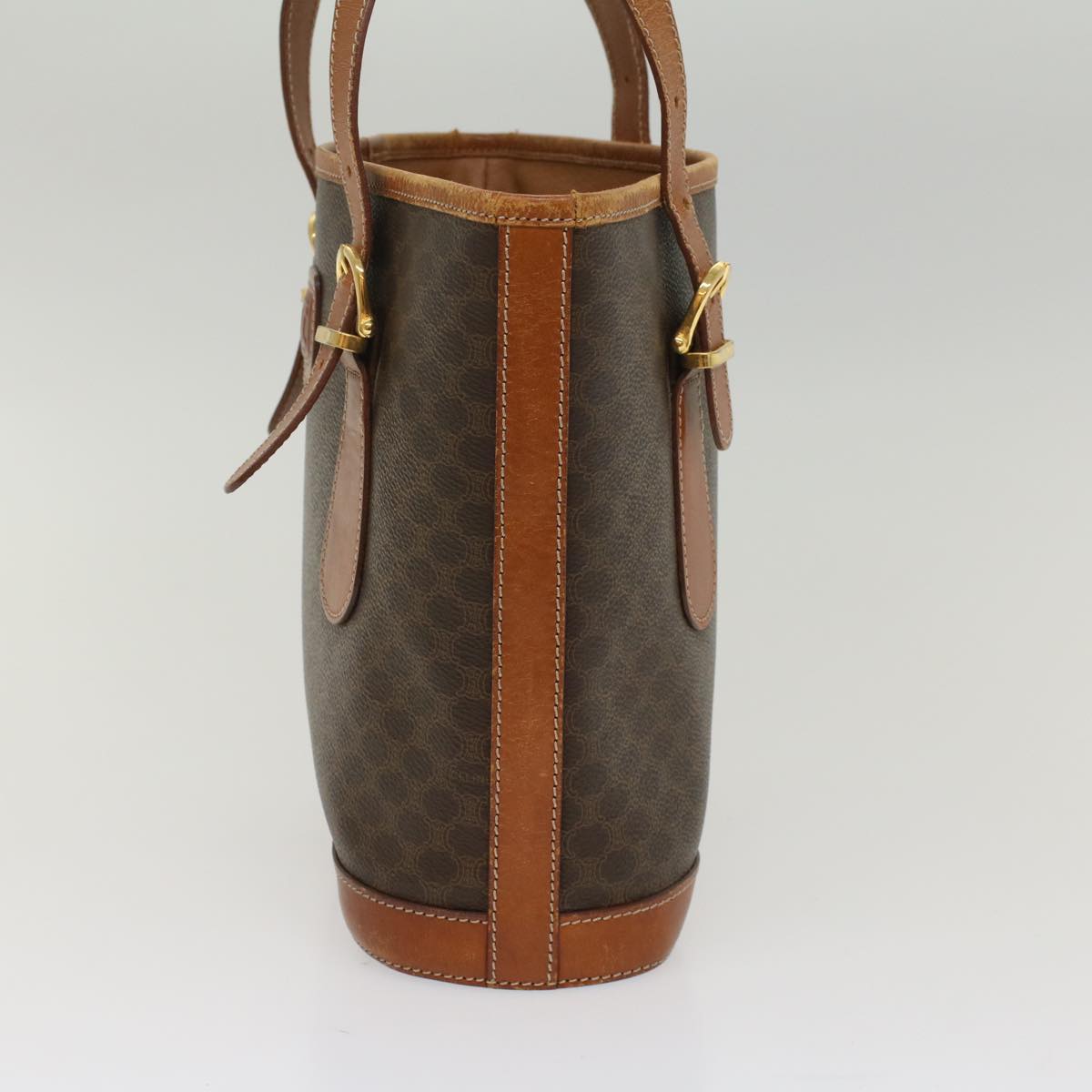 Luxury CELINE Macadam Canvas Shoulder Bag PVC Leather Brown 54110