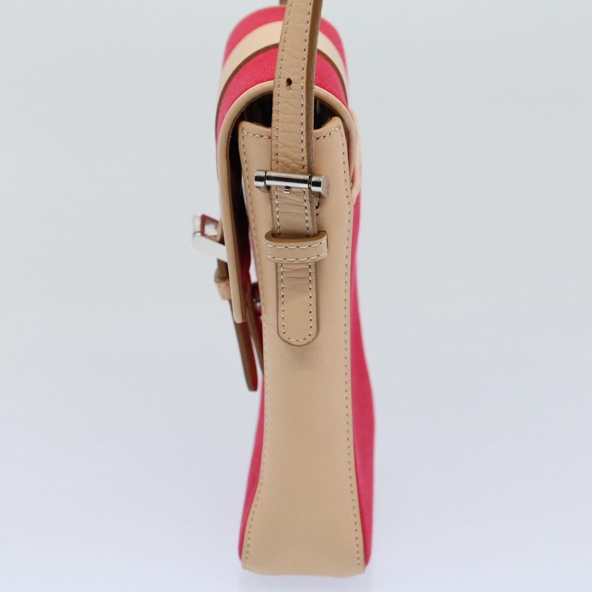 Luxury Burberry Shoulder Bag Canvas Leather Beige Red Auth 54143