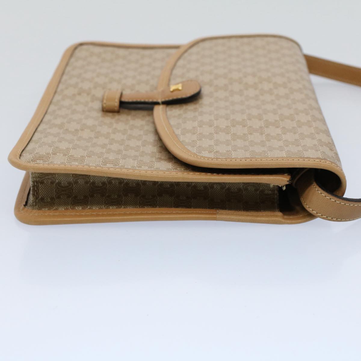 Luxury CELINE Macadam Canvas Shoulder Bag Beige 54990