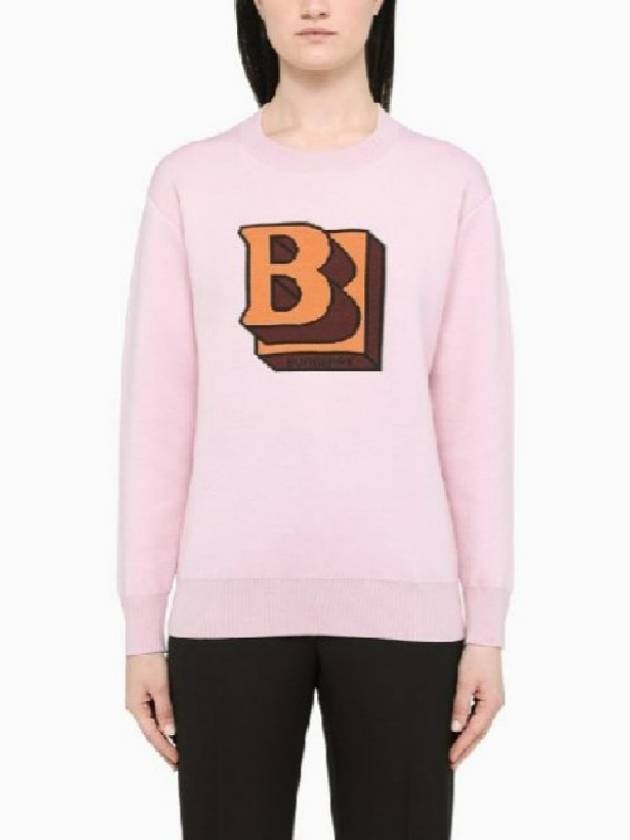 Luxury Burberry Big Logo Knit Top Pink