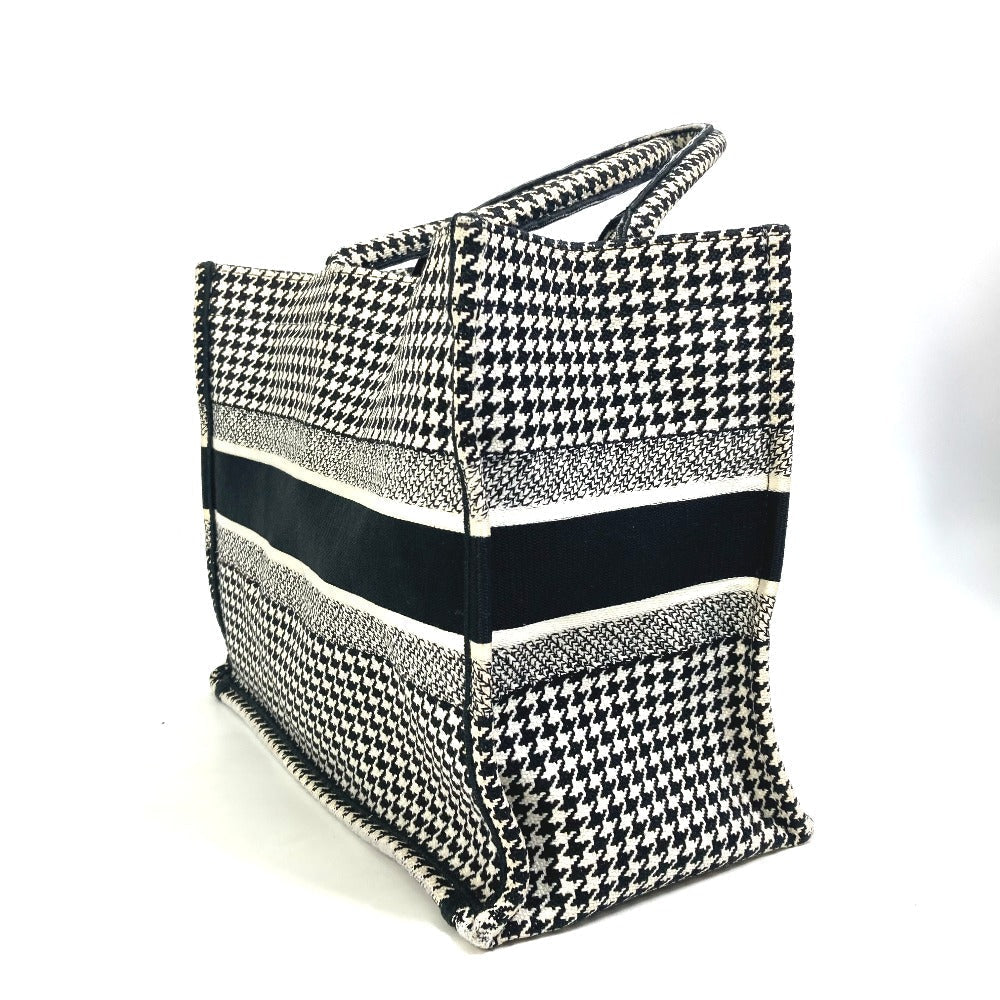 Dior Tote Bag M1296ZTQT_M911 canvas black Houndstooth Book Tote Medium Logo Women