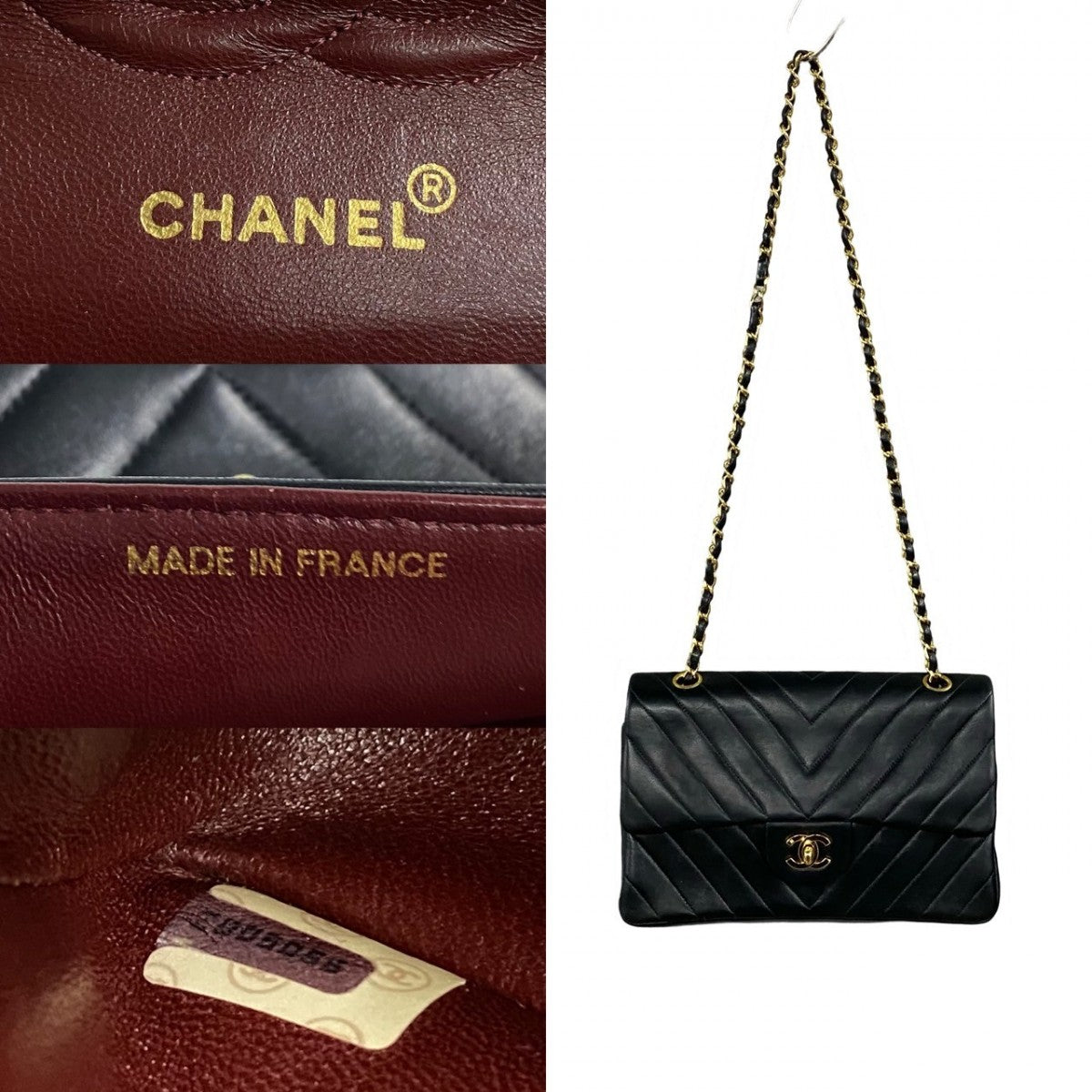 CHANEL Shoulder Bag lambskin black COCO Mark Vstitch W flap Women