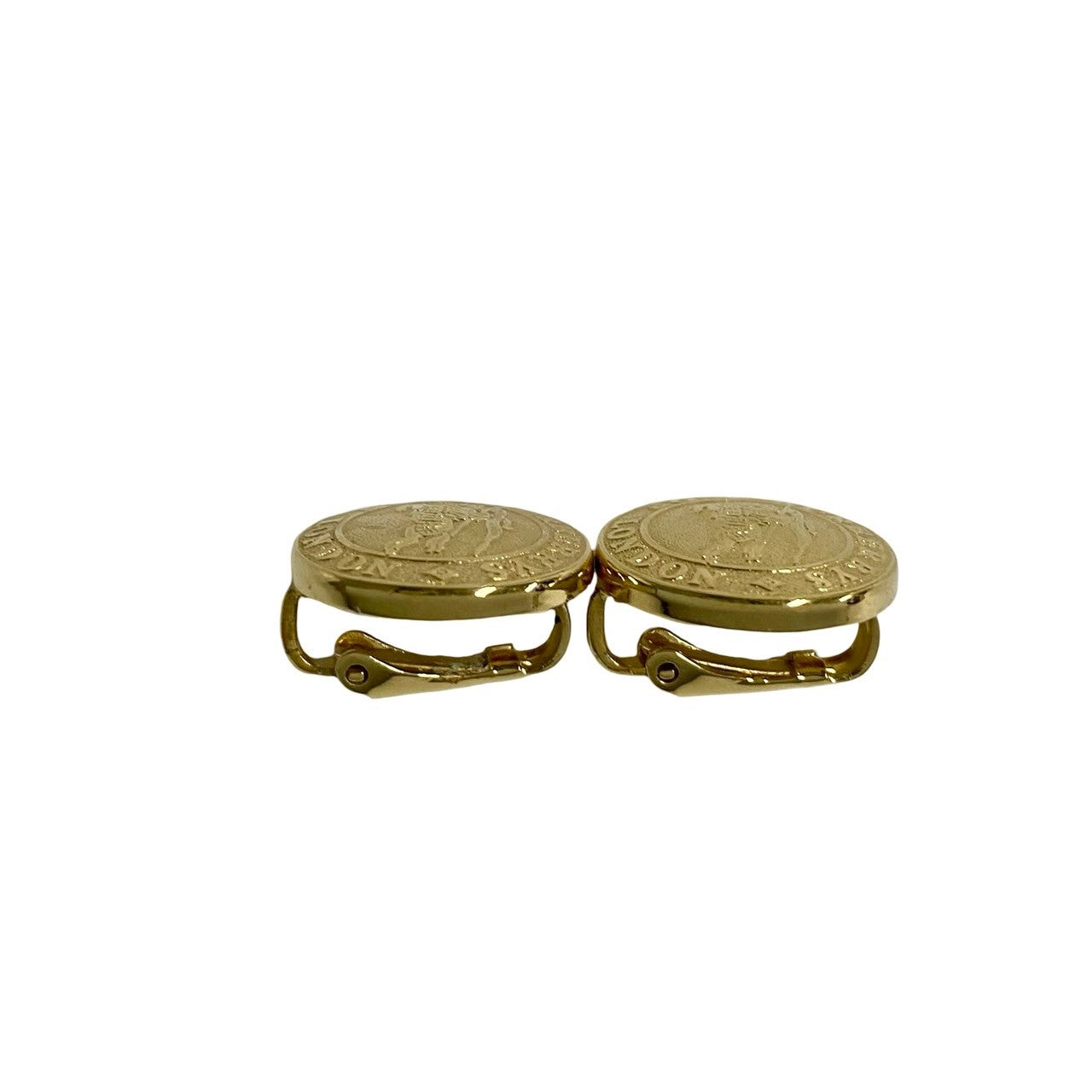 BURBERRY Earring Gold Plated gold Shadow Horse Button Motif Women