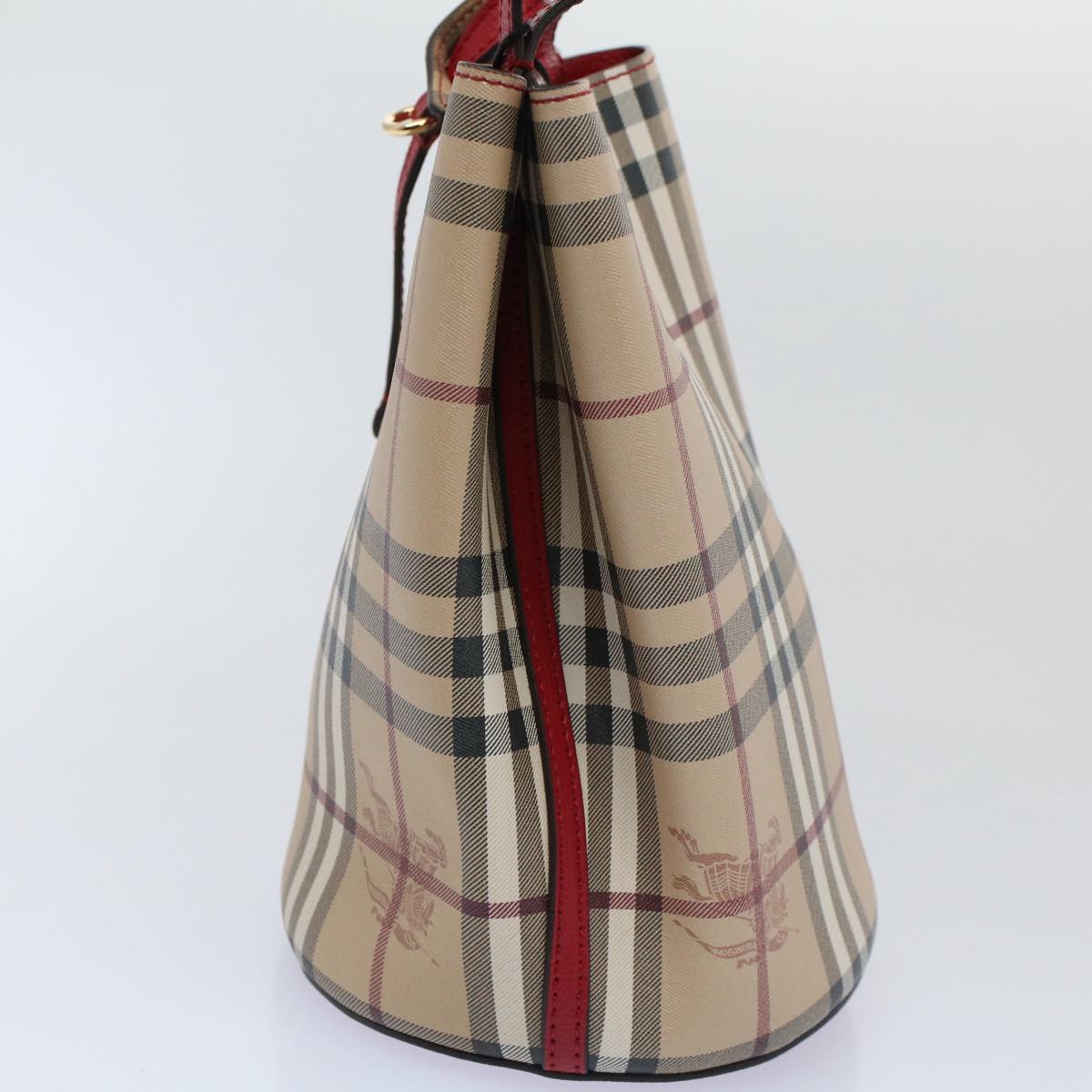 Luxury Burberry Nova Check Shoulder Bag Nylon Canvas Beige Auth 59021A