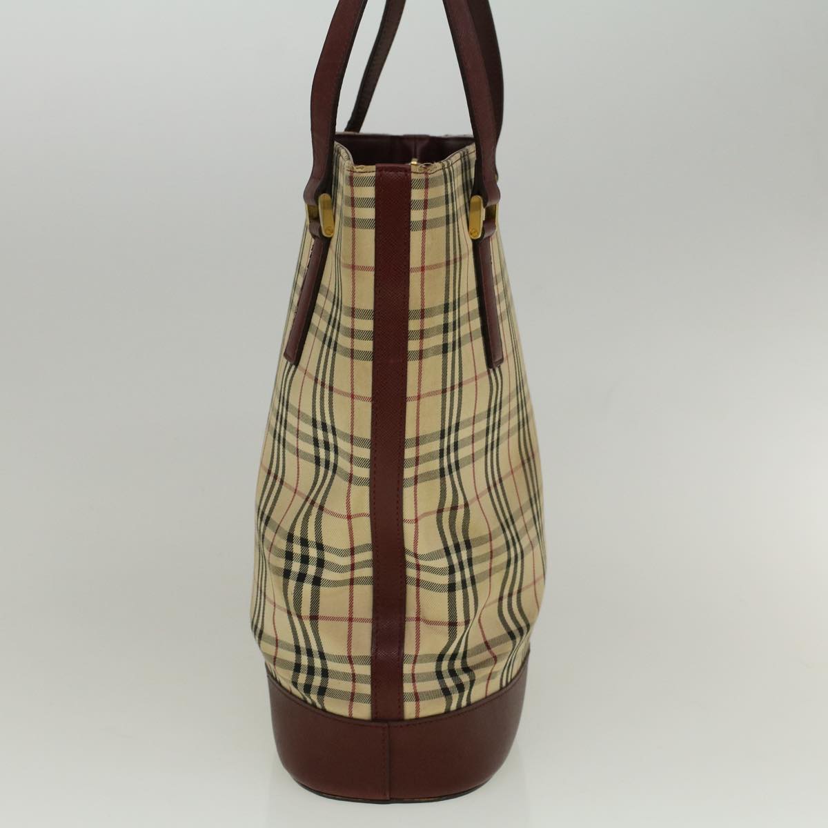 Luxury Burberry Nova Check Tote Bag Canvas Beige Auth 59255