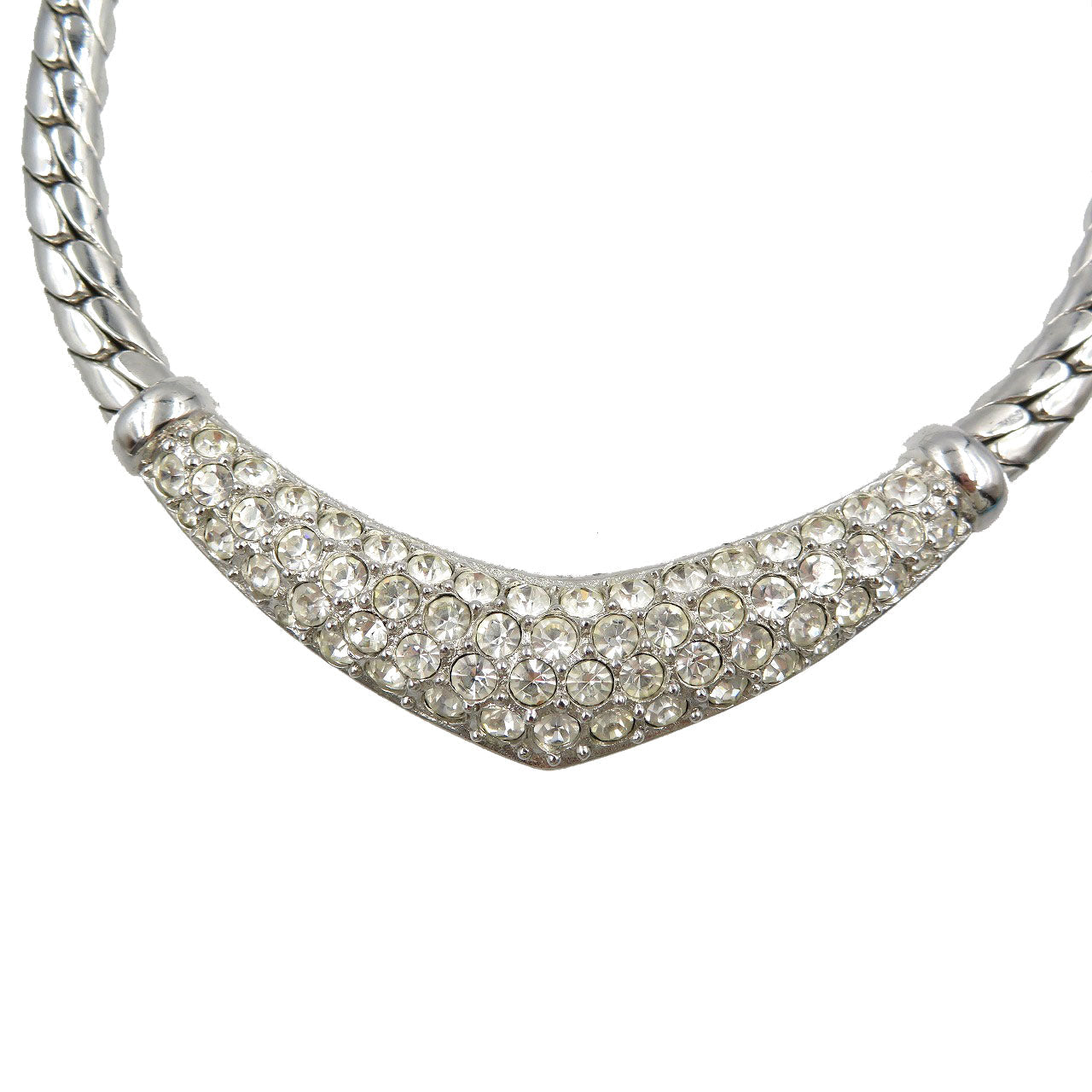 Christian Dior Necklace Metal, Rhinestone Silver Women