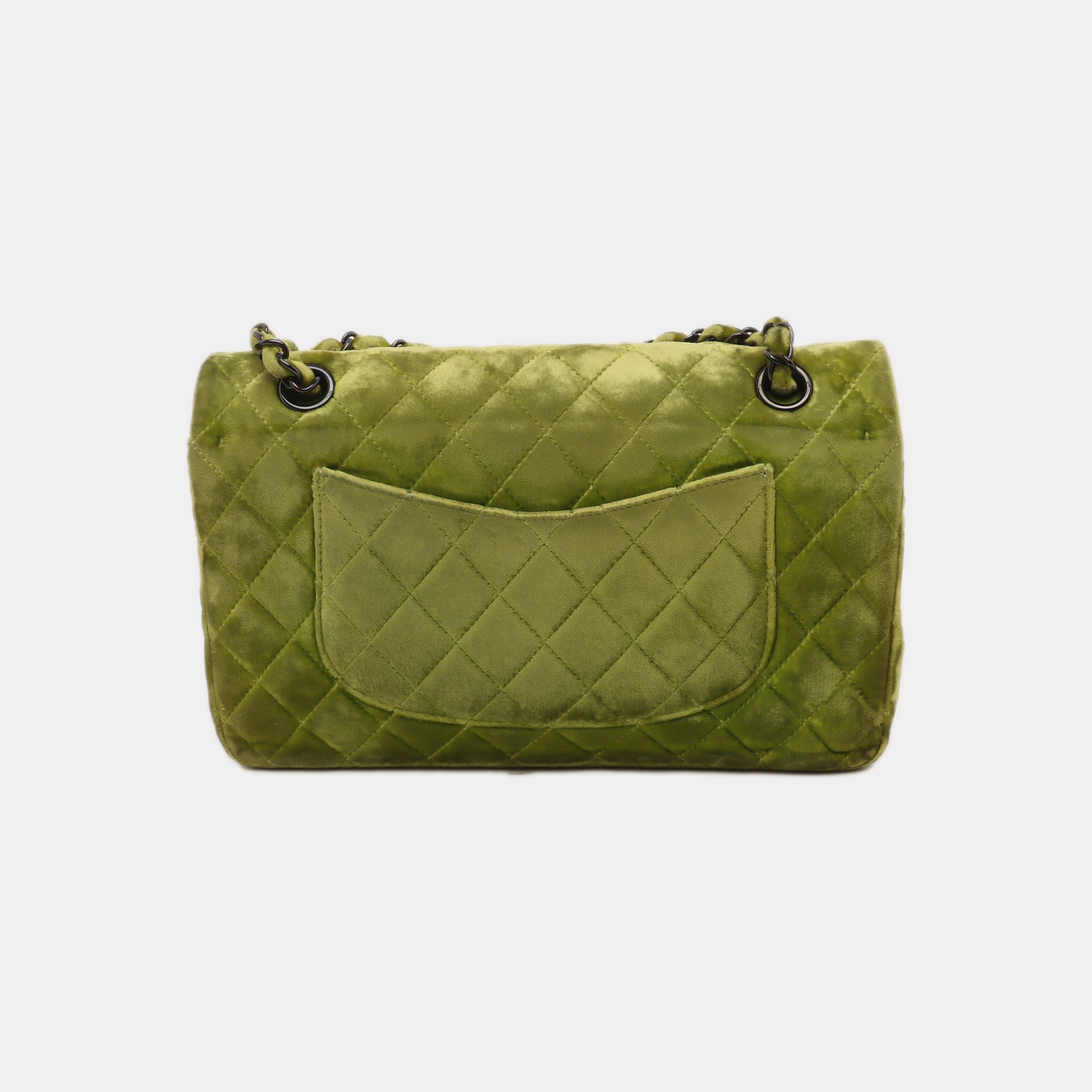Chanel Classic Flap Medium Green Velvet Black Hardware, 2014-2015