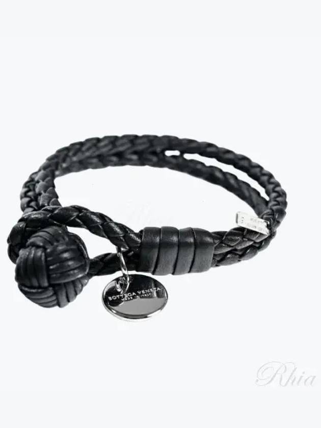 Luxury Bottega Veneta Intrecciato Double Weaving Bracelet Black