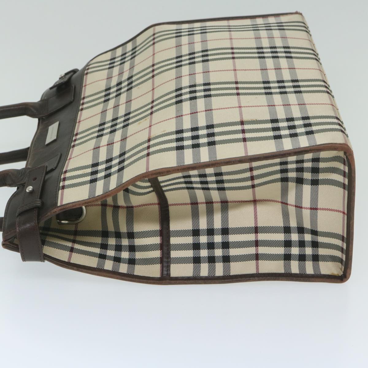Luxury Burberry Nova Check Shoulder Bag Nylon Canvas Beige Auth 60156