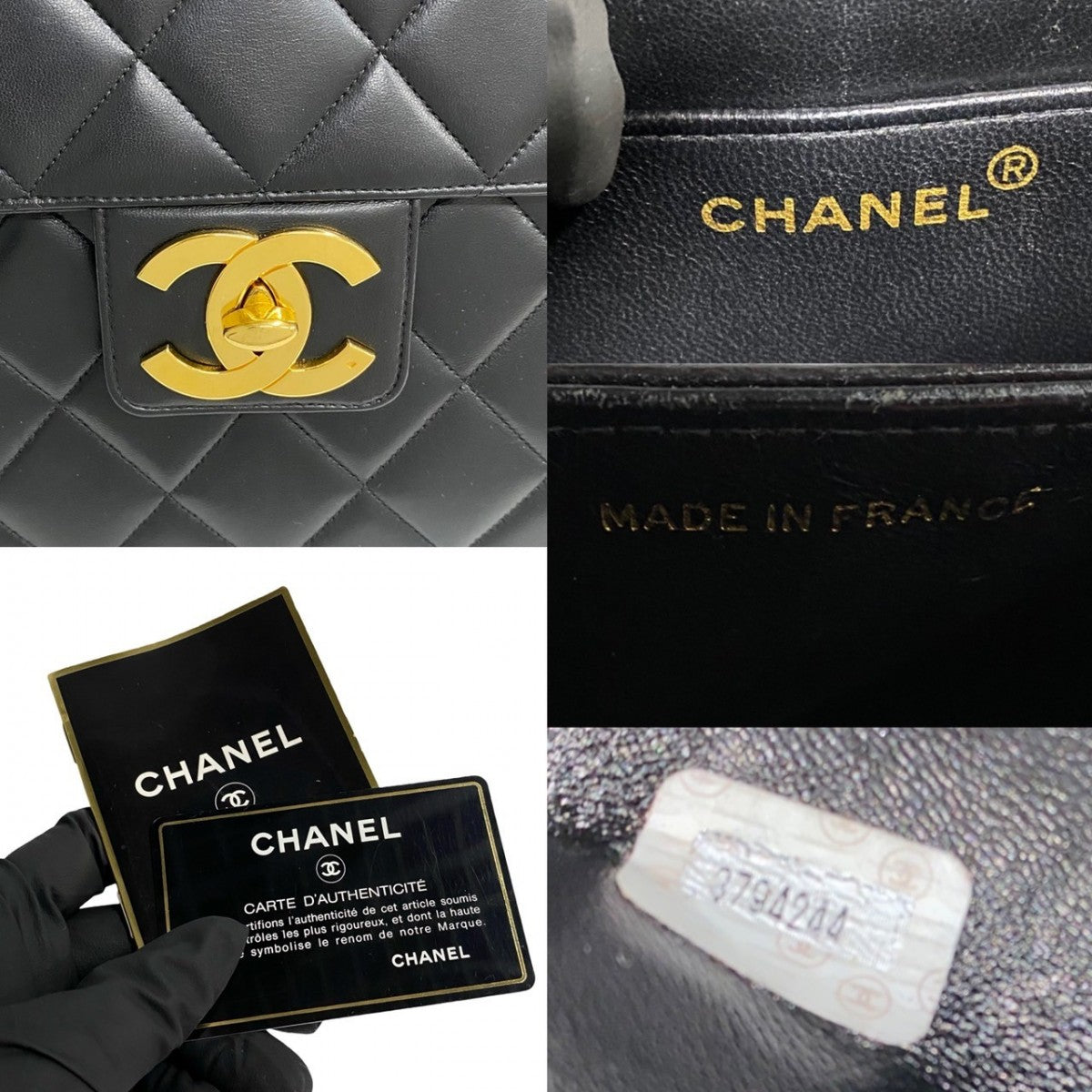 CHANEL Business bag lambskin black COCO Mark Matrasse mens