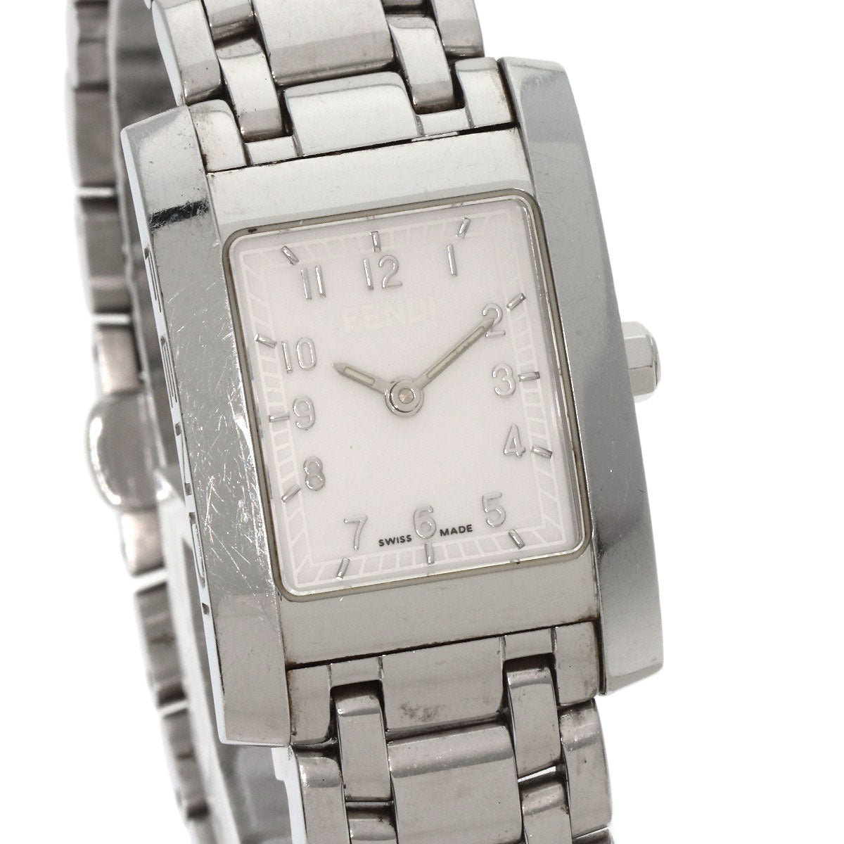 FENDI Watches Quartz 7000L Stainless Steel Silver Square face white dial