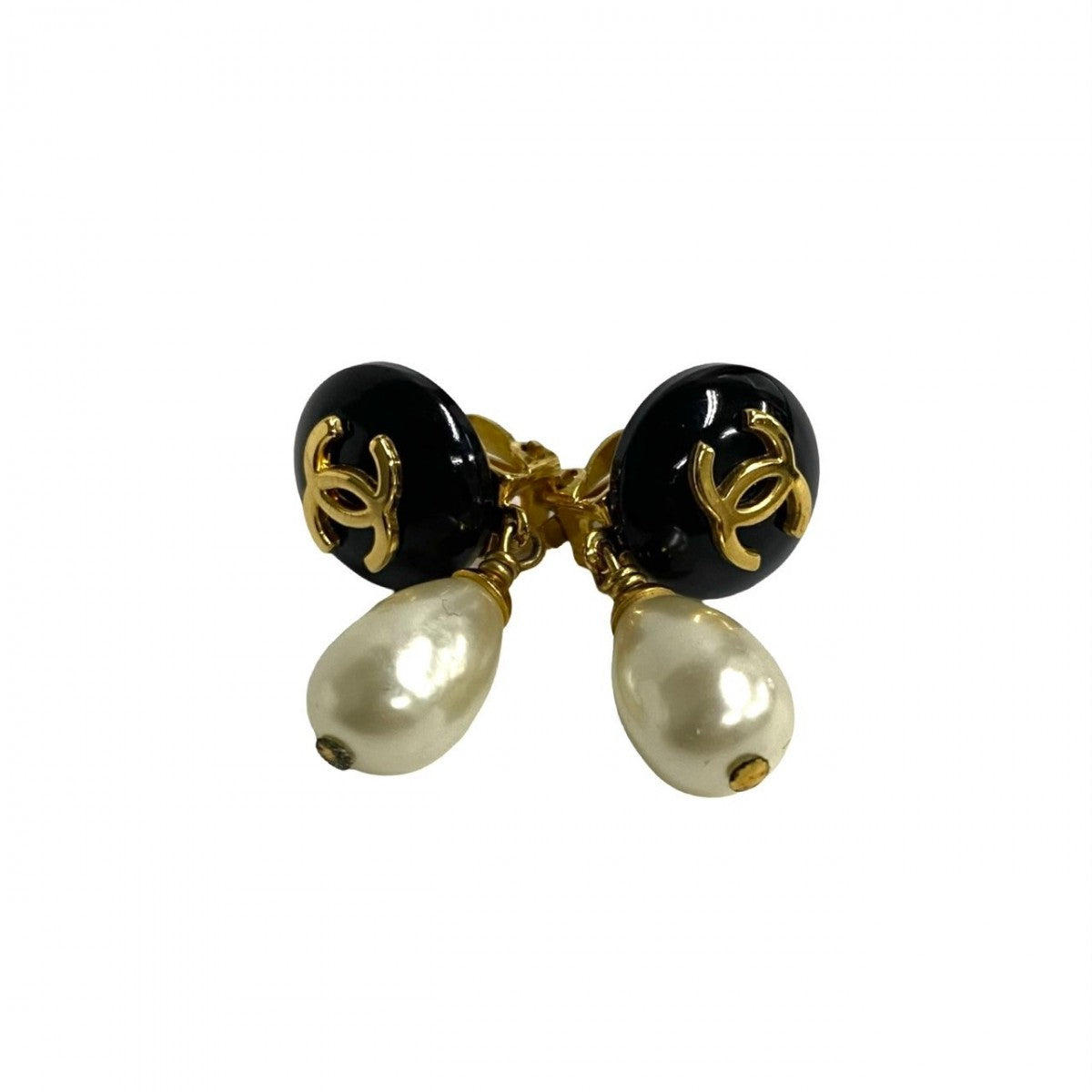CHANEL Earring Faux Pearl, Gold Plated gold COCO Mark Women
