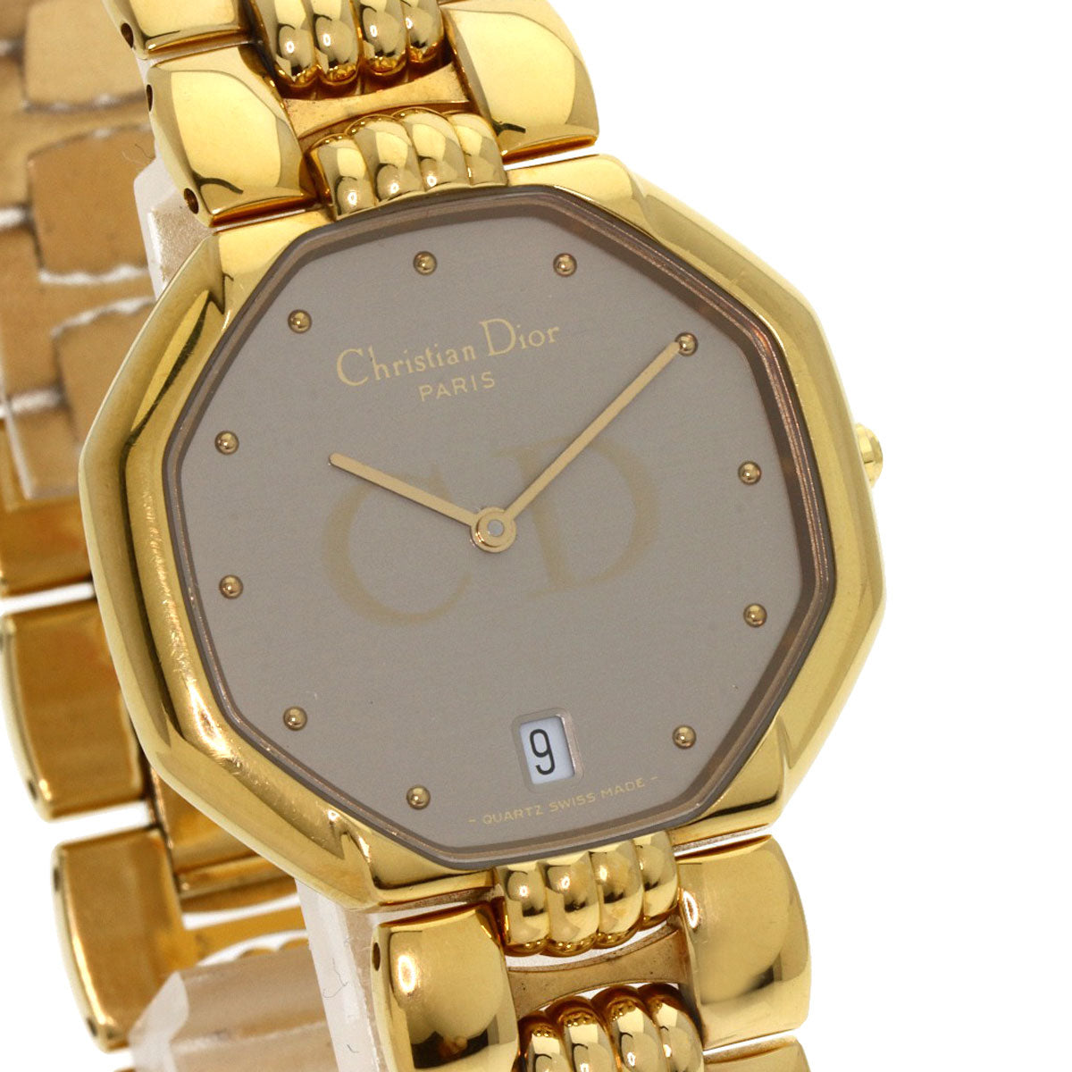Christian Dior Watches Quartz 25.154 Gold Plated , Gold Plated gold Octagon gray dial mens
