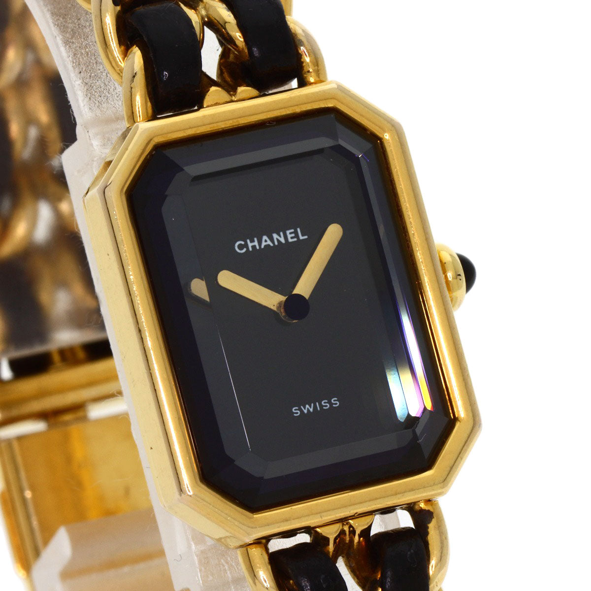 CHANEL Watches Quartz H0001 Gold Plated, Leather xGP gold Premiere black dial Women
