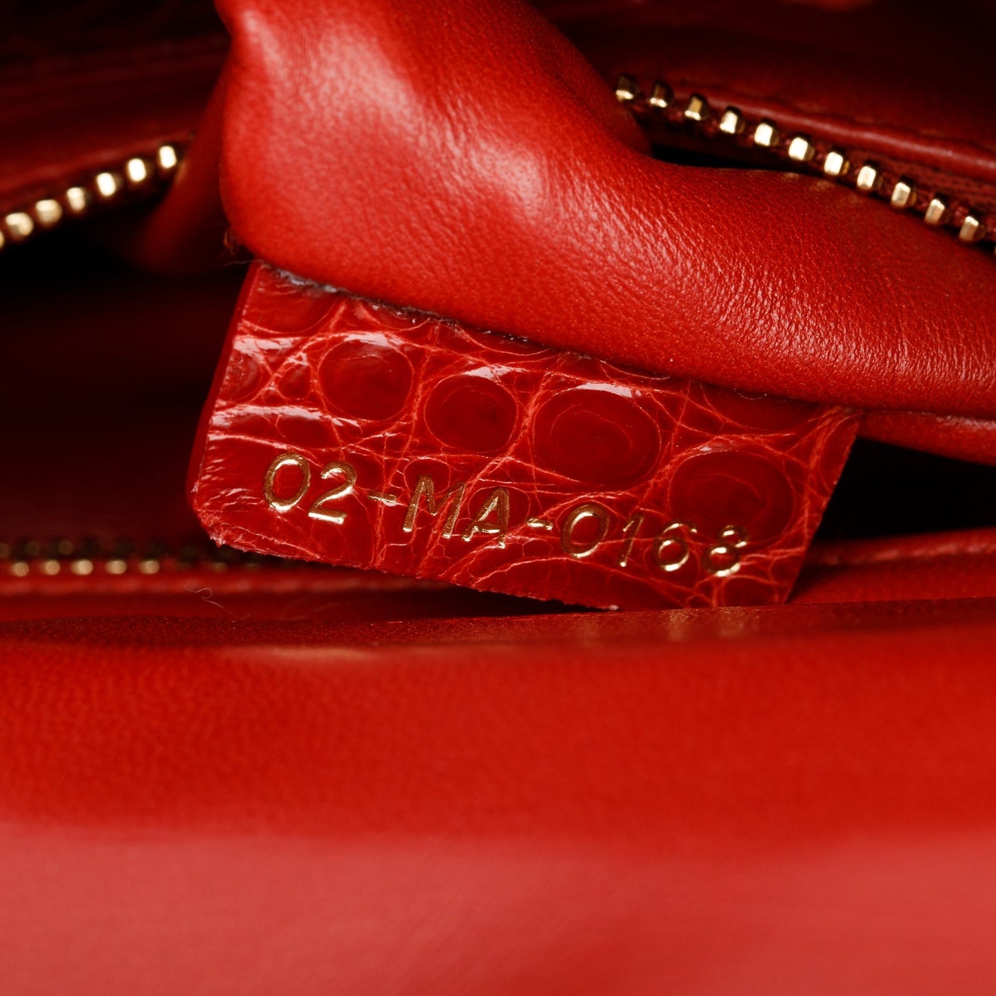 Christian Dior Red Crocodile Crystal Embellished Mini Lady Dior Bag