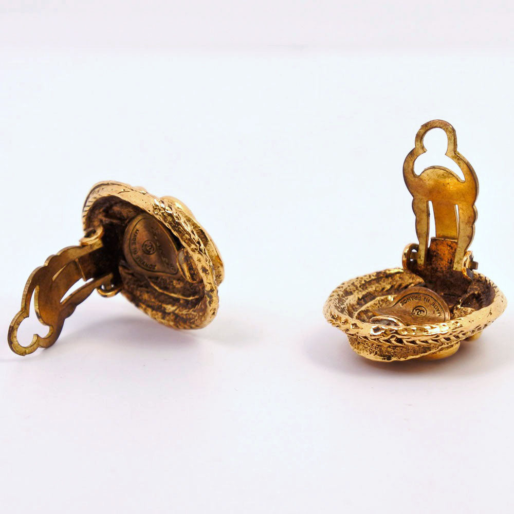 CHANEL Earring Plated Gold gold vintage COCO Mark Women