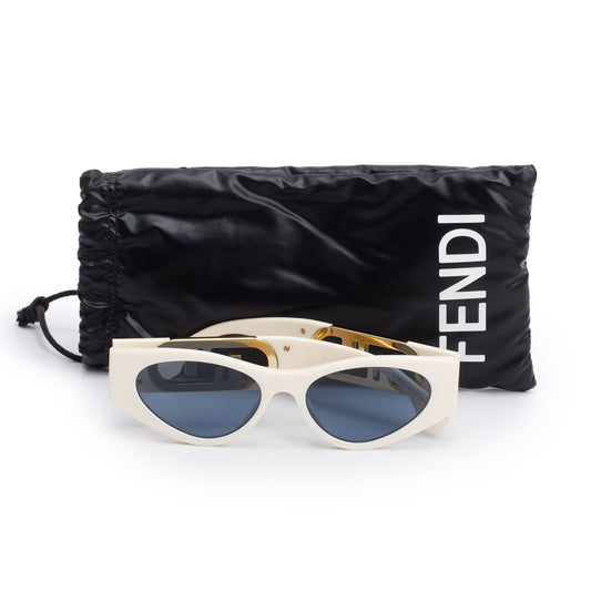 Fendi FE40049I White Acetate O'Lock Oval Sunglasses