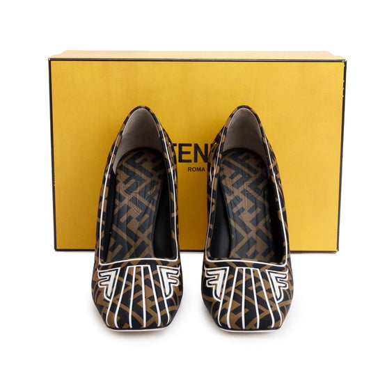 Fendi Brown FFreedom Noprene Decollette Pumps, Size 38.5