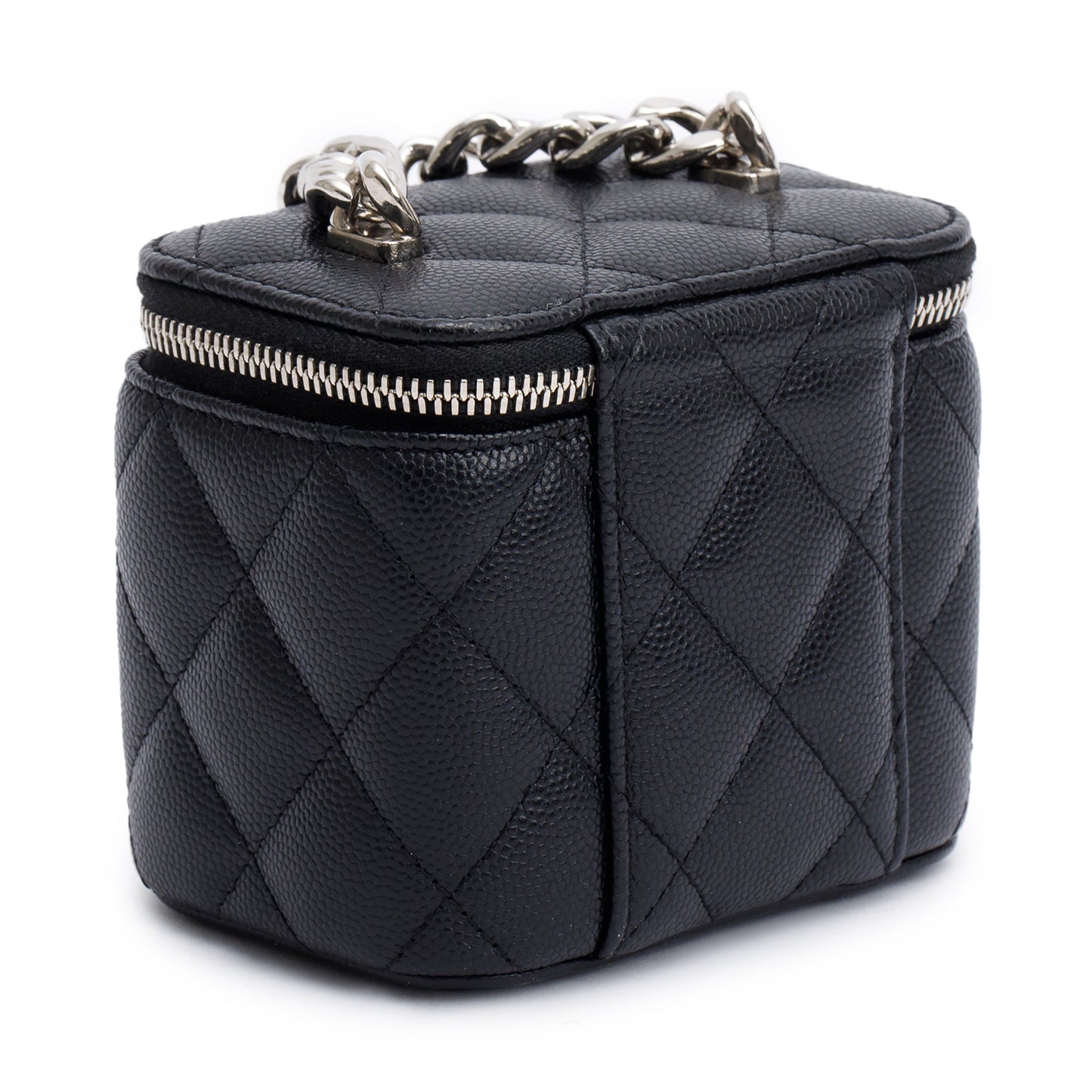 Chanel 2021 Black Caviar Leather Micro Coco Vanity Case