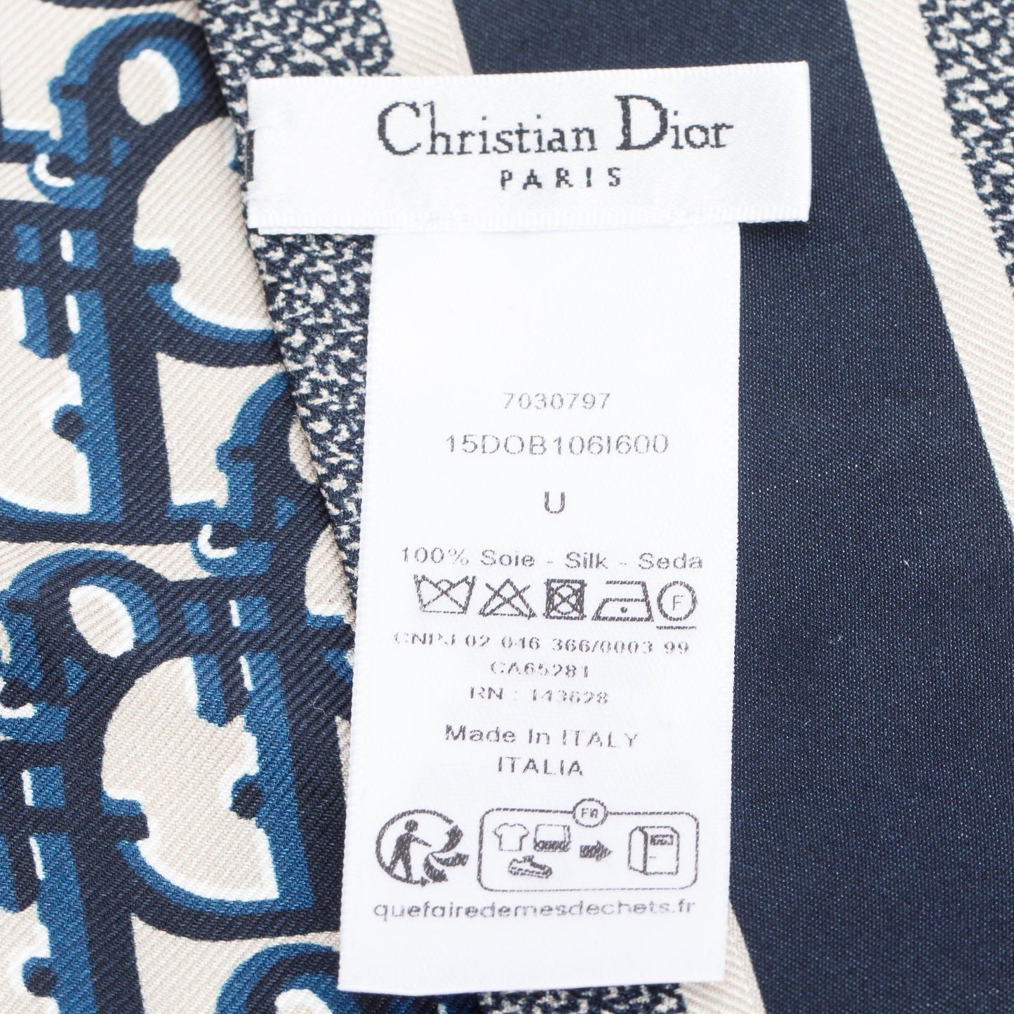 Christian Dior Navy Oblique Mitzah Silk Twilly