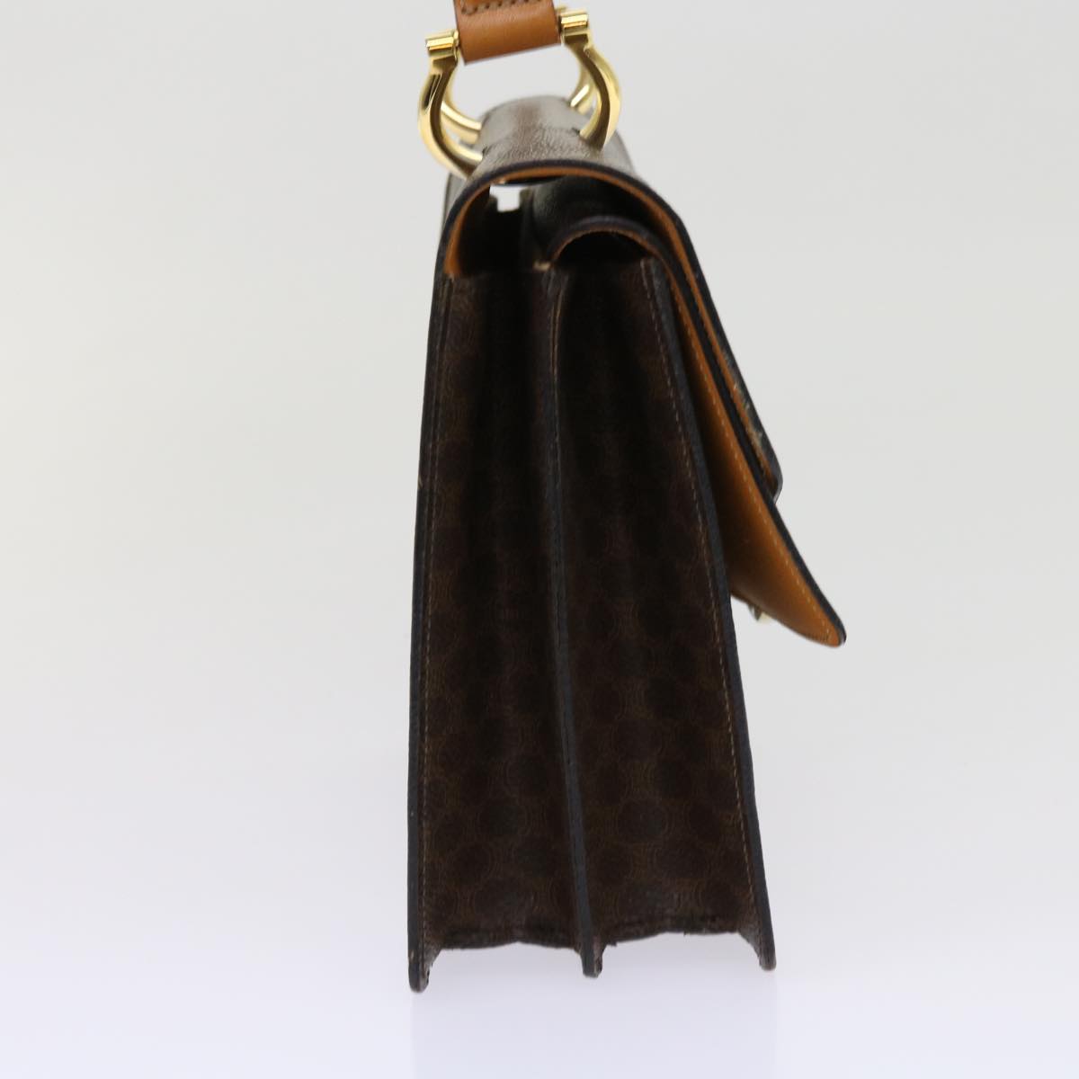 Luxury CELINE Macadam Canvas Hand Bag PVC Leather Brown 63307
