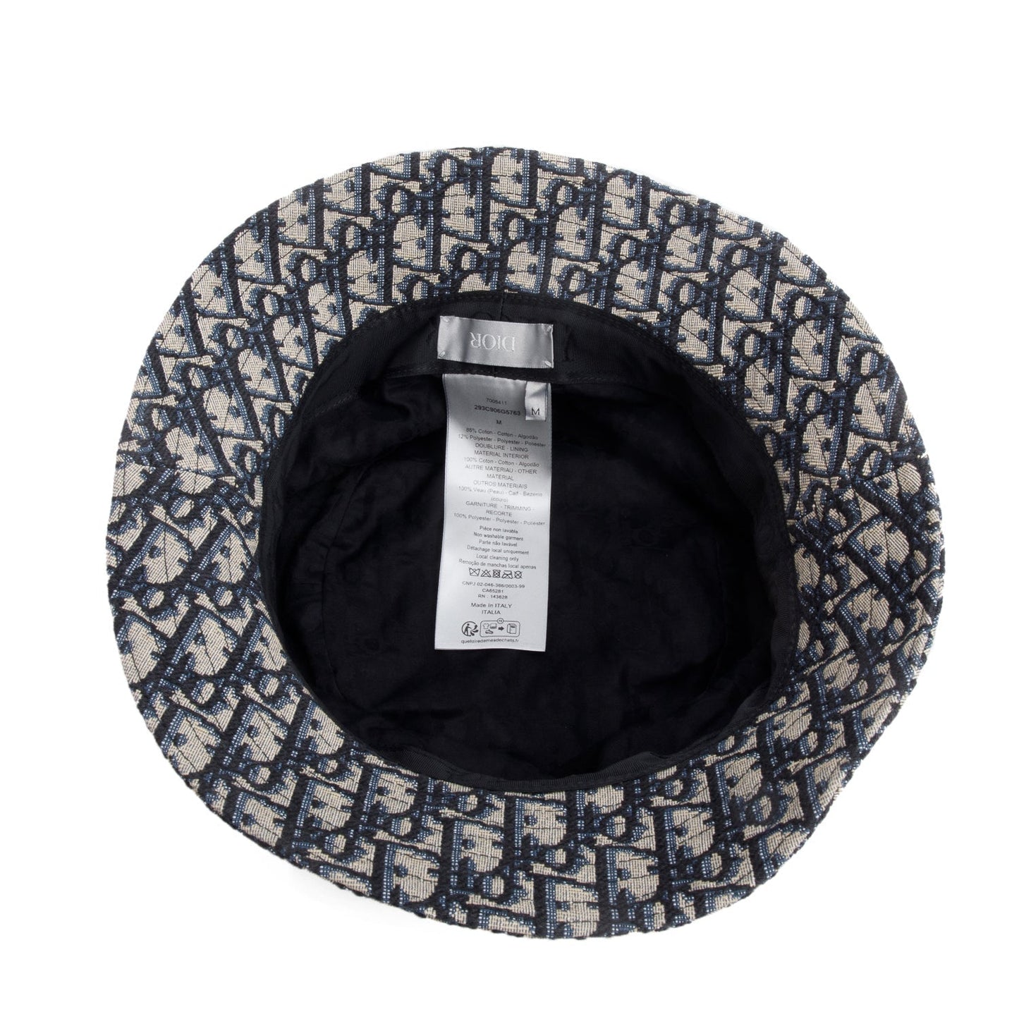 Christian Dior Navy Oblique Buckle Bucket Hat, Size M