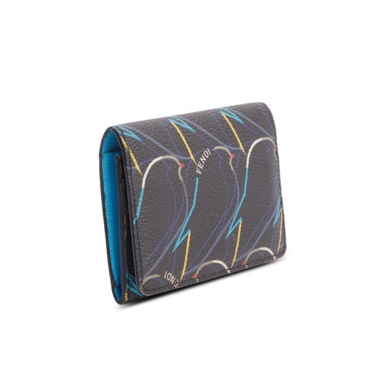 Fendi Grey Vitello Elite QuTweet Compact Wallet