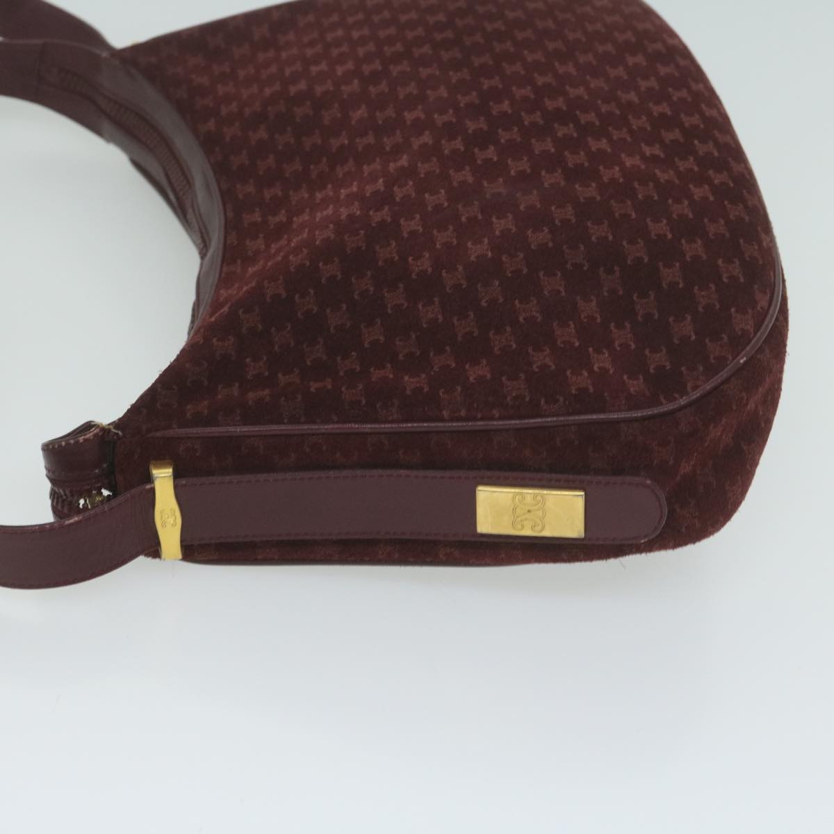 Luxury CELINE Macadam Canvas Shoulder Bag Red 64736