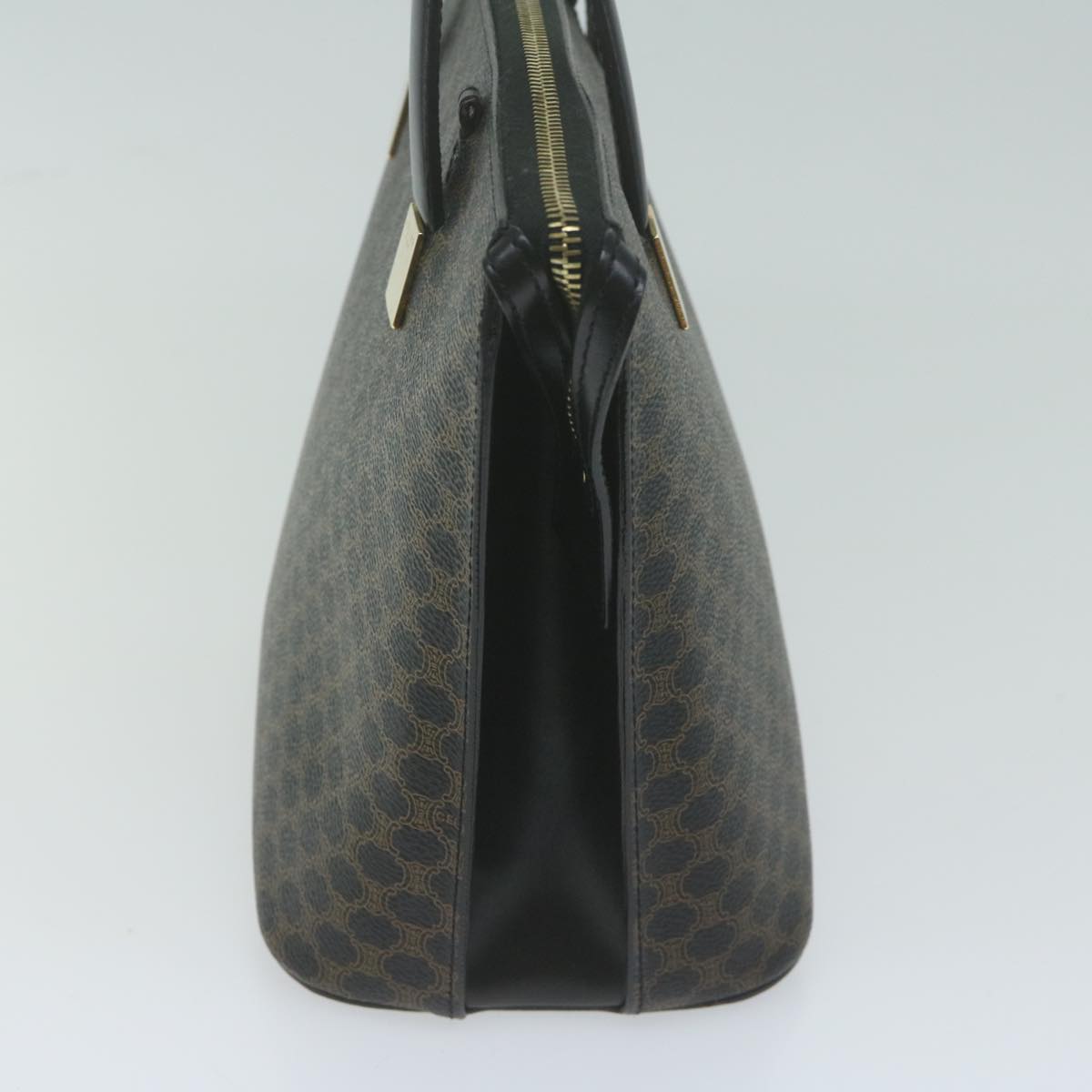 Luxury CELINE Macadam Canvas Hand Bag PVC Brown Black 64963