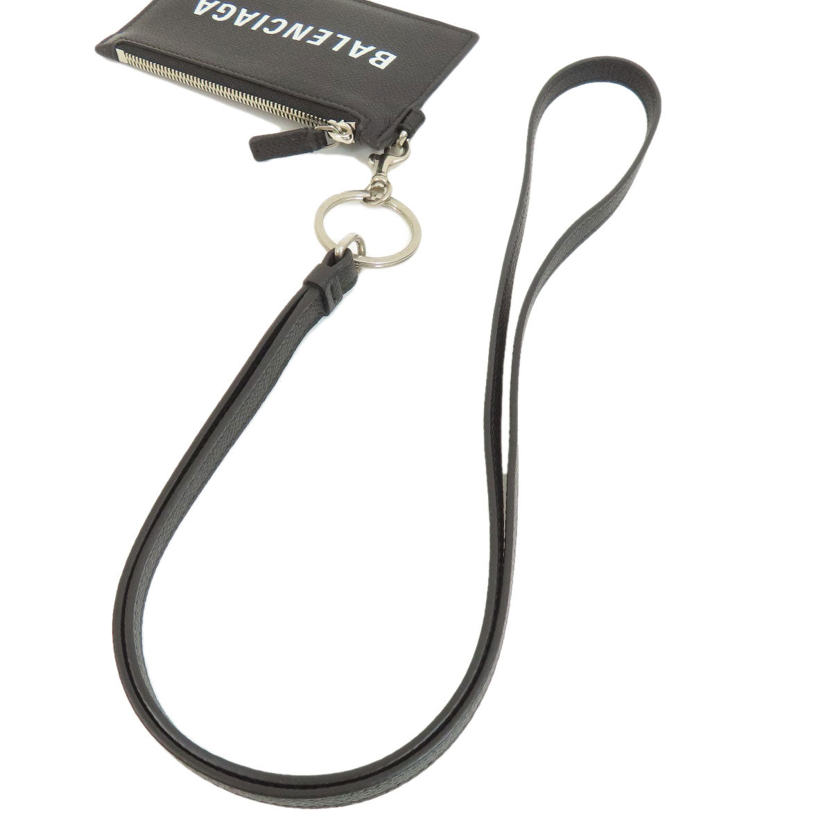 BALENCIAGA Coin case 594548 leather black logo Women(Unisex)
