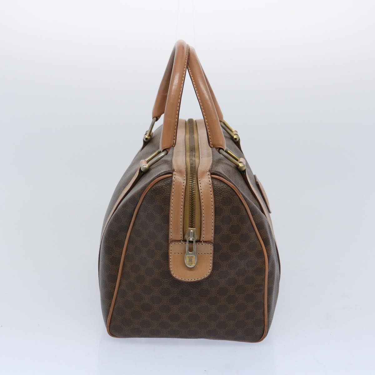 Luxury CELINE Macadam Canvas Boston Bag PVC Brown 65586