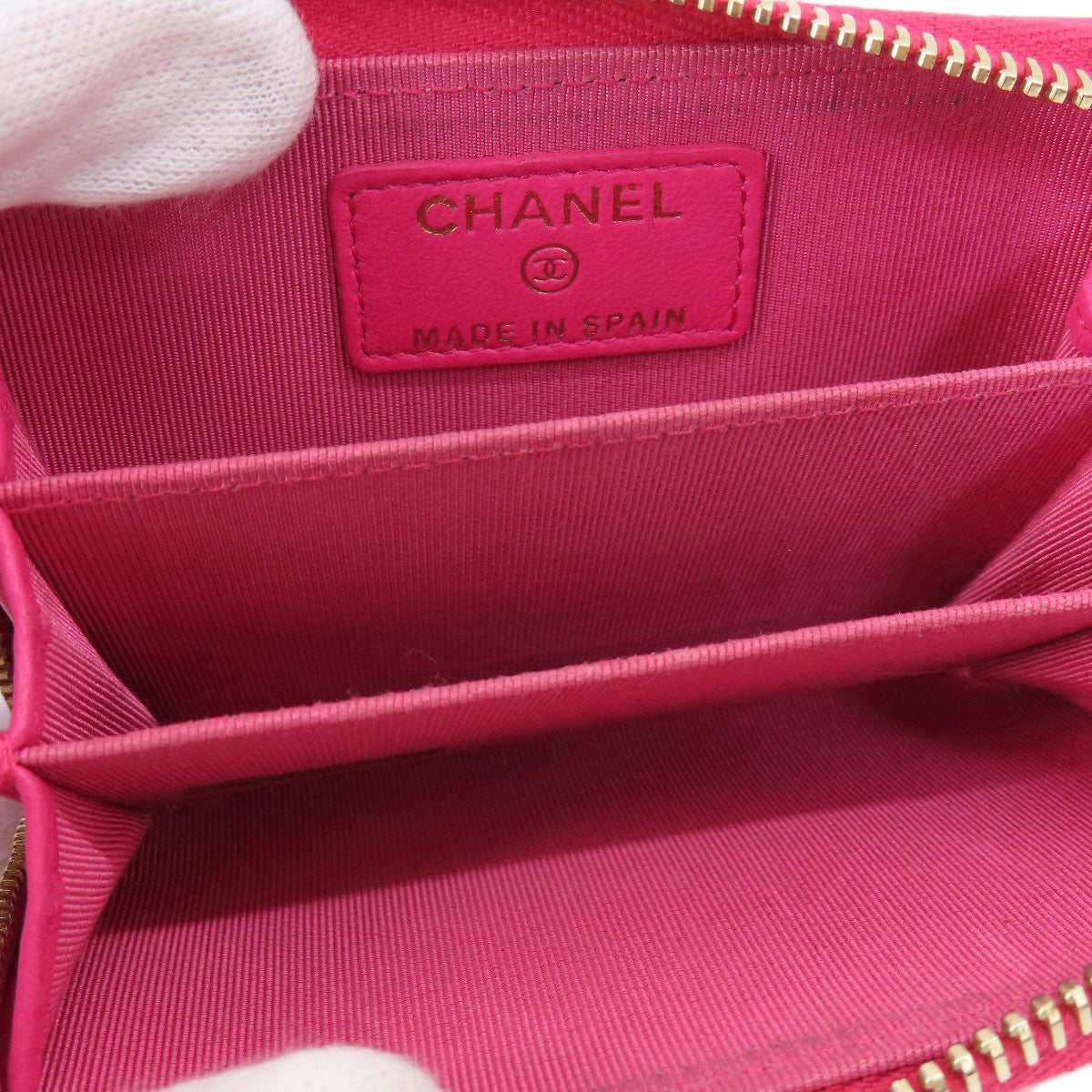 CHANEL Coin case lambskin pink Matrasse