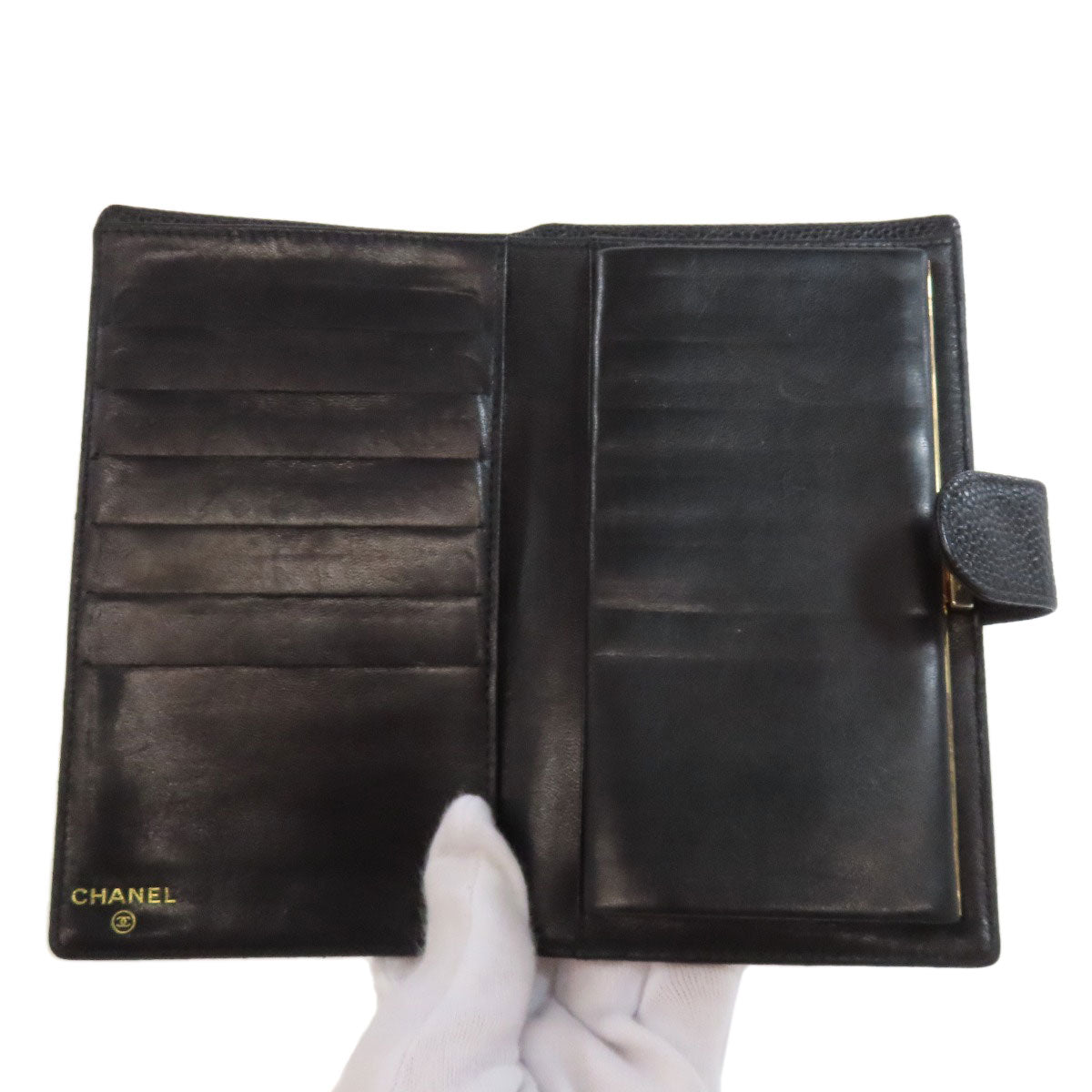 CHANEL Long Wallet Purse Grained Calfskin Skin black COCO Mark Gamaguchi Wallet