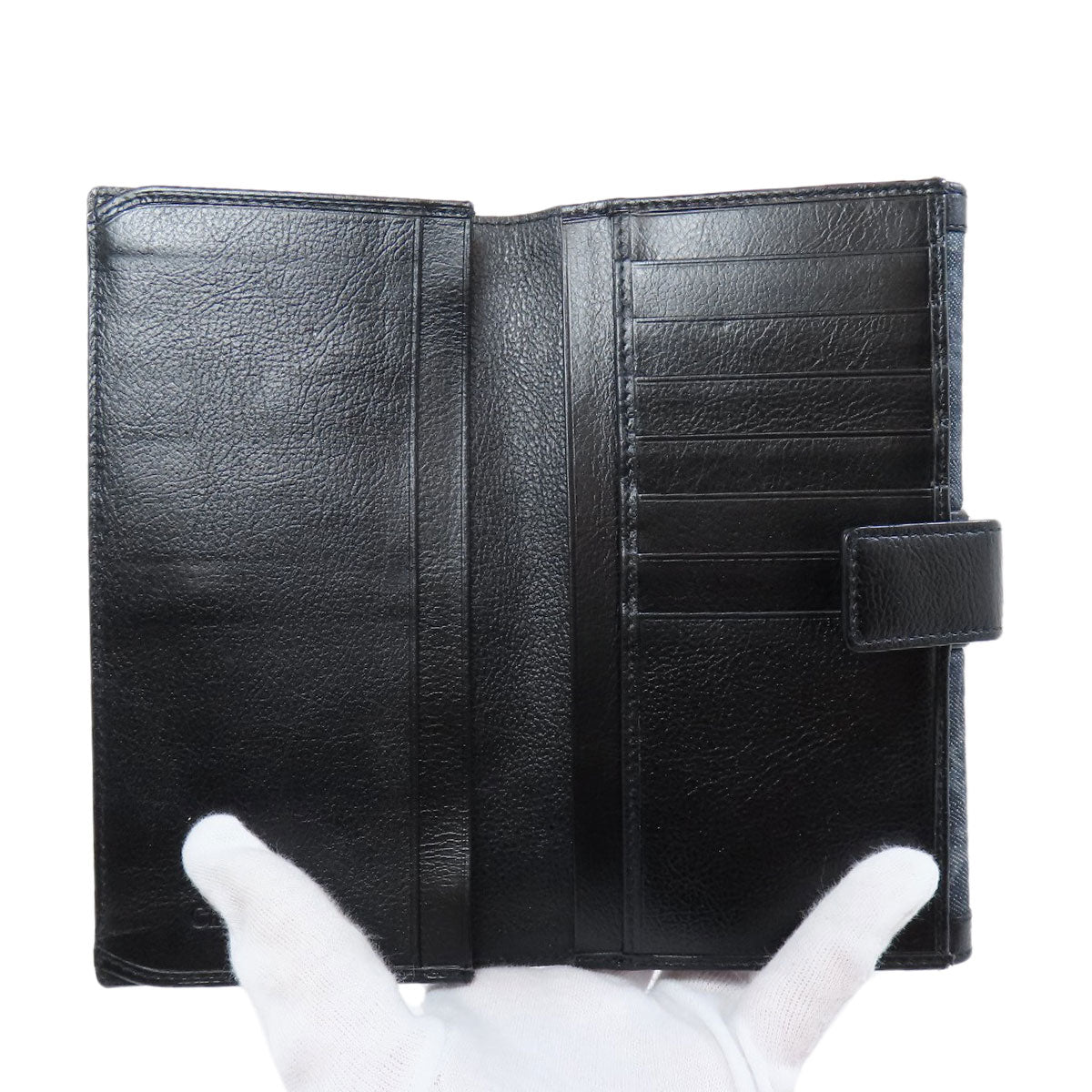 Christian Dior Long Wallet Purse denim Navy Trotter Pattern Women