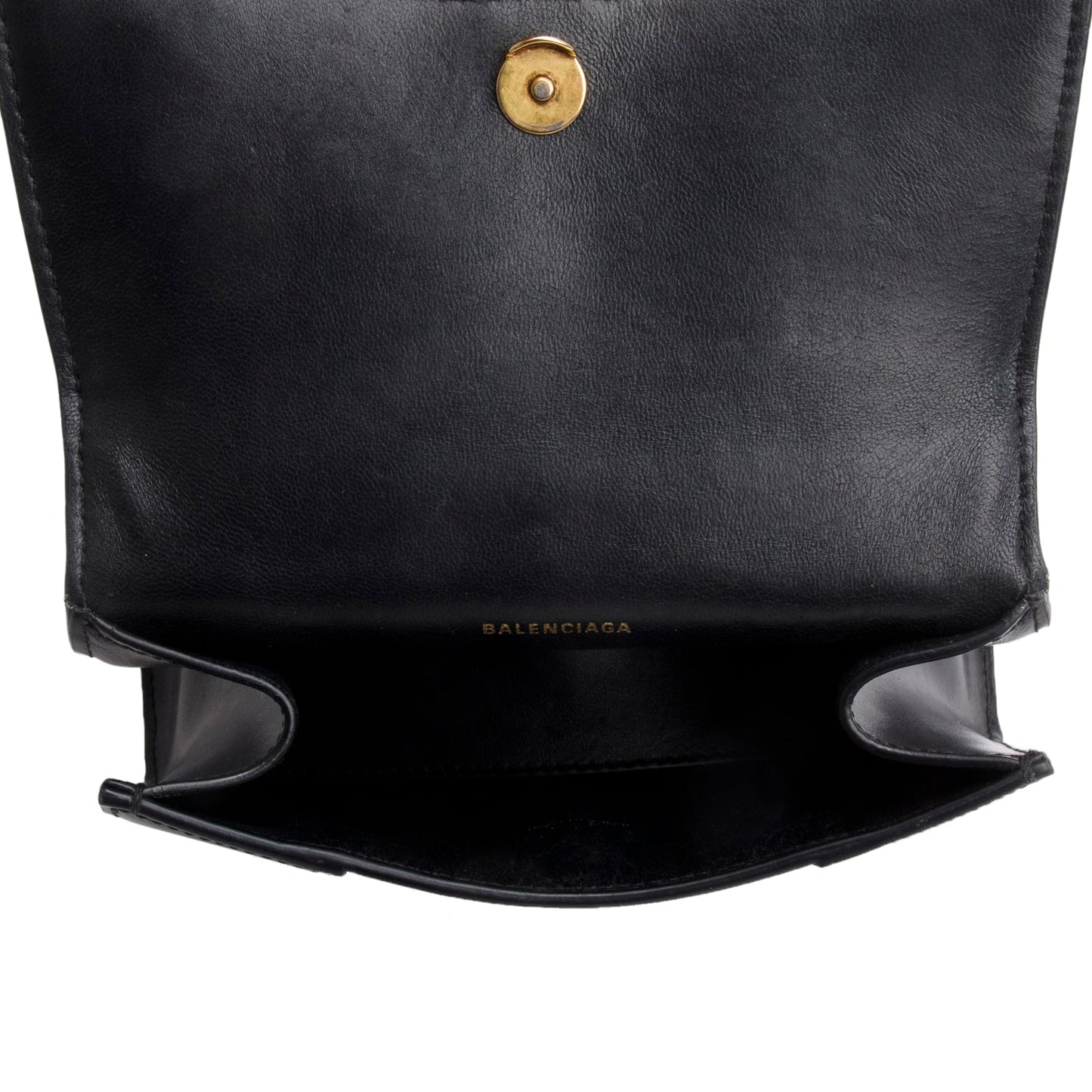Balenciaga Black Leather XS Hourglass Top Handle Bag