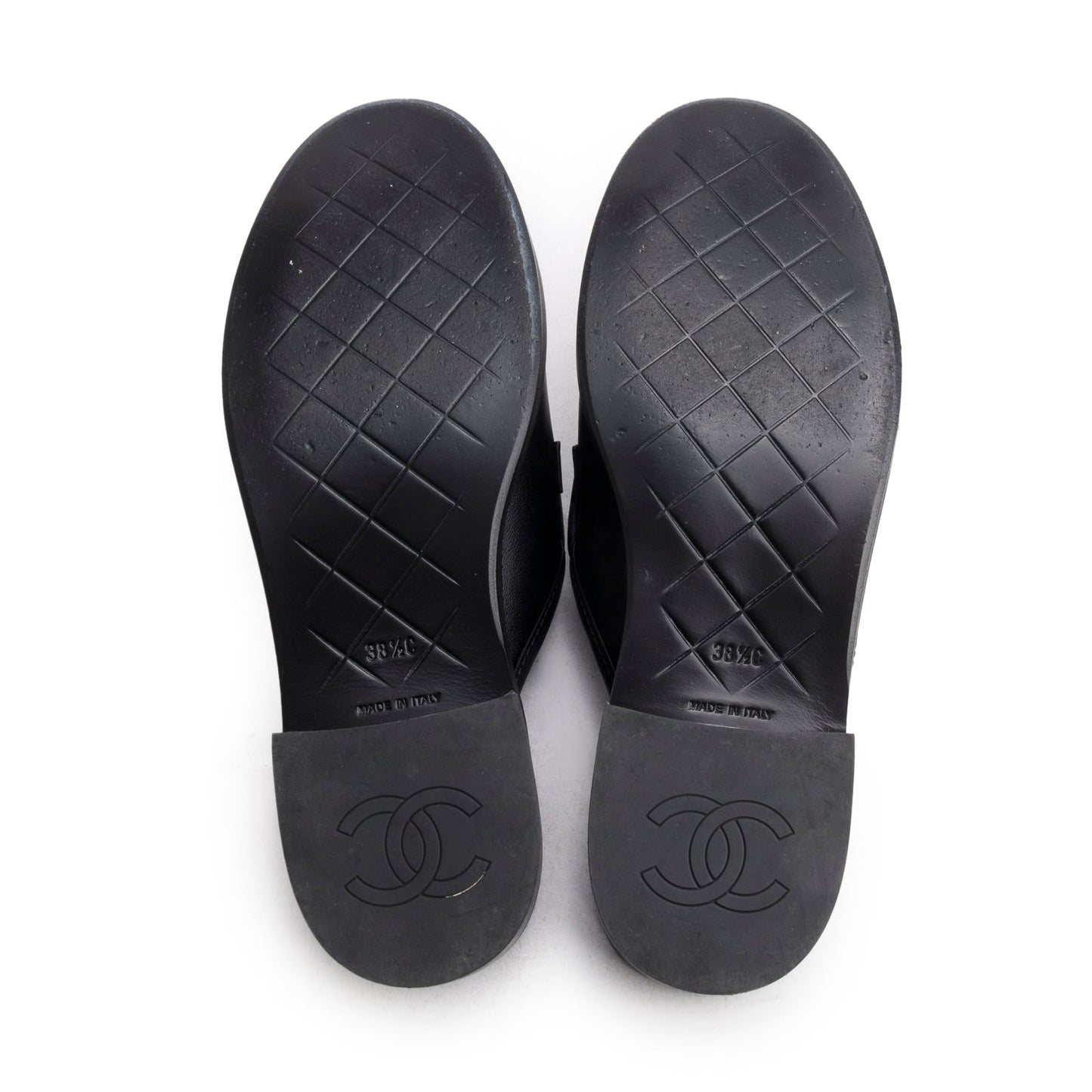 Chanel 2025 Black Quilted Leather CC Logo Mule, Size 38.5