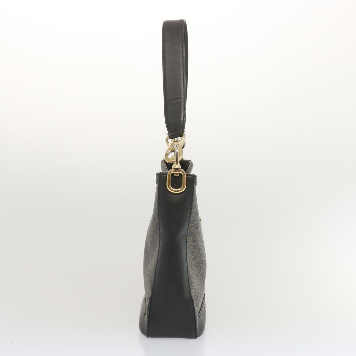 Luxury CELINE Macadam Canvas Shoulder Bag PVC Black 68449