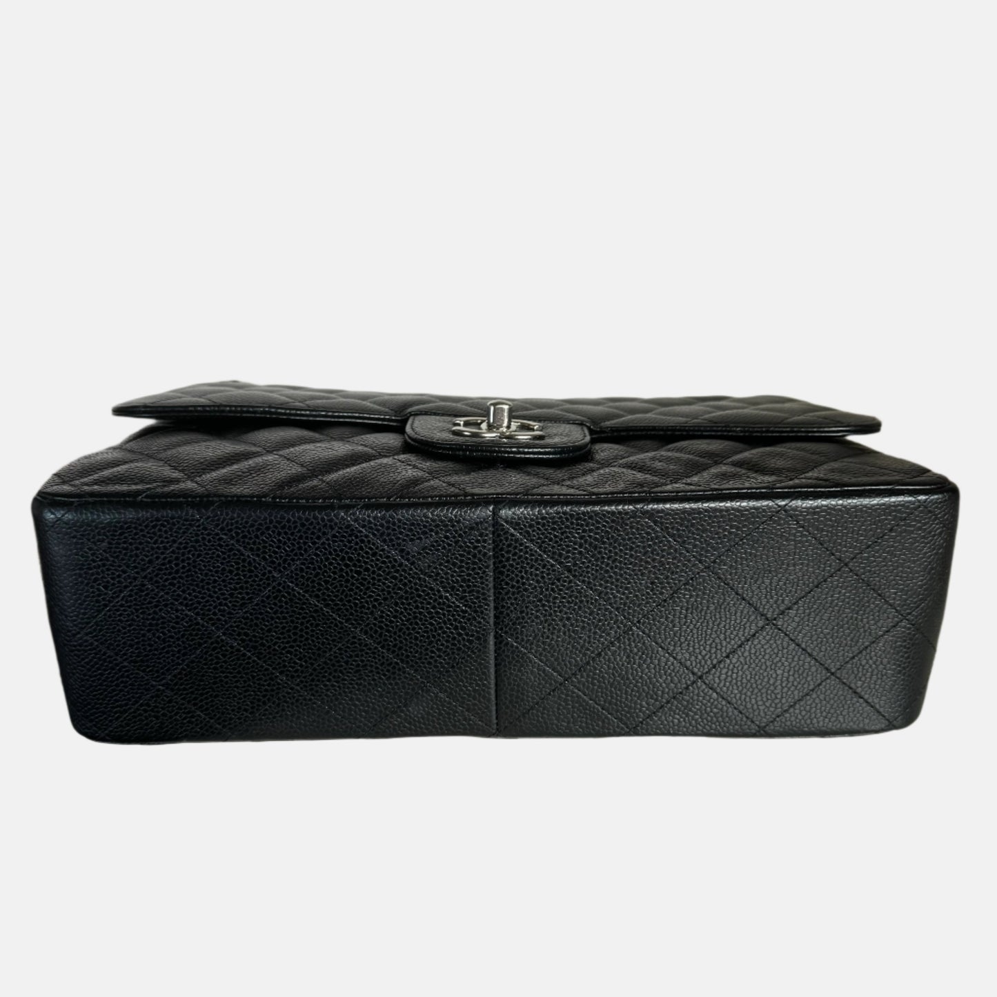Chanel Classic Flap Jumbo Black Caviar Leather Double Flap with Silver Hardware, 2014